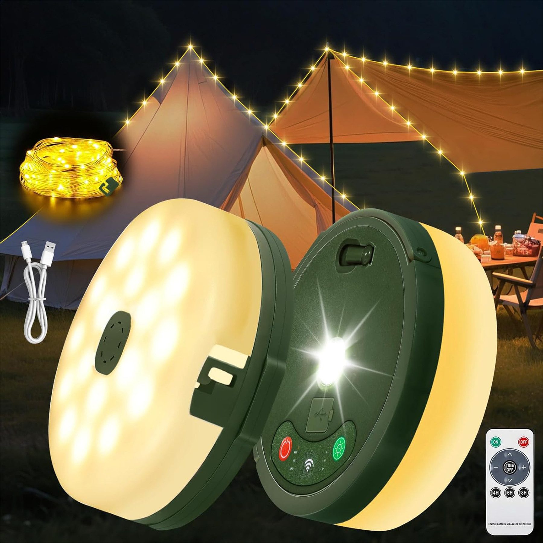 Senmudi Lichterkette Lichterkette Aufrollbar 12M Camping, günstig online kaufen
