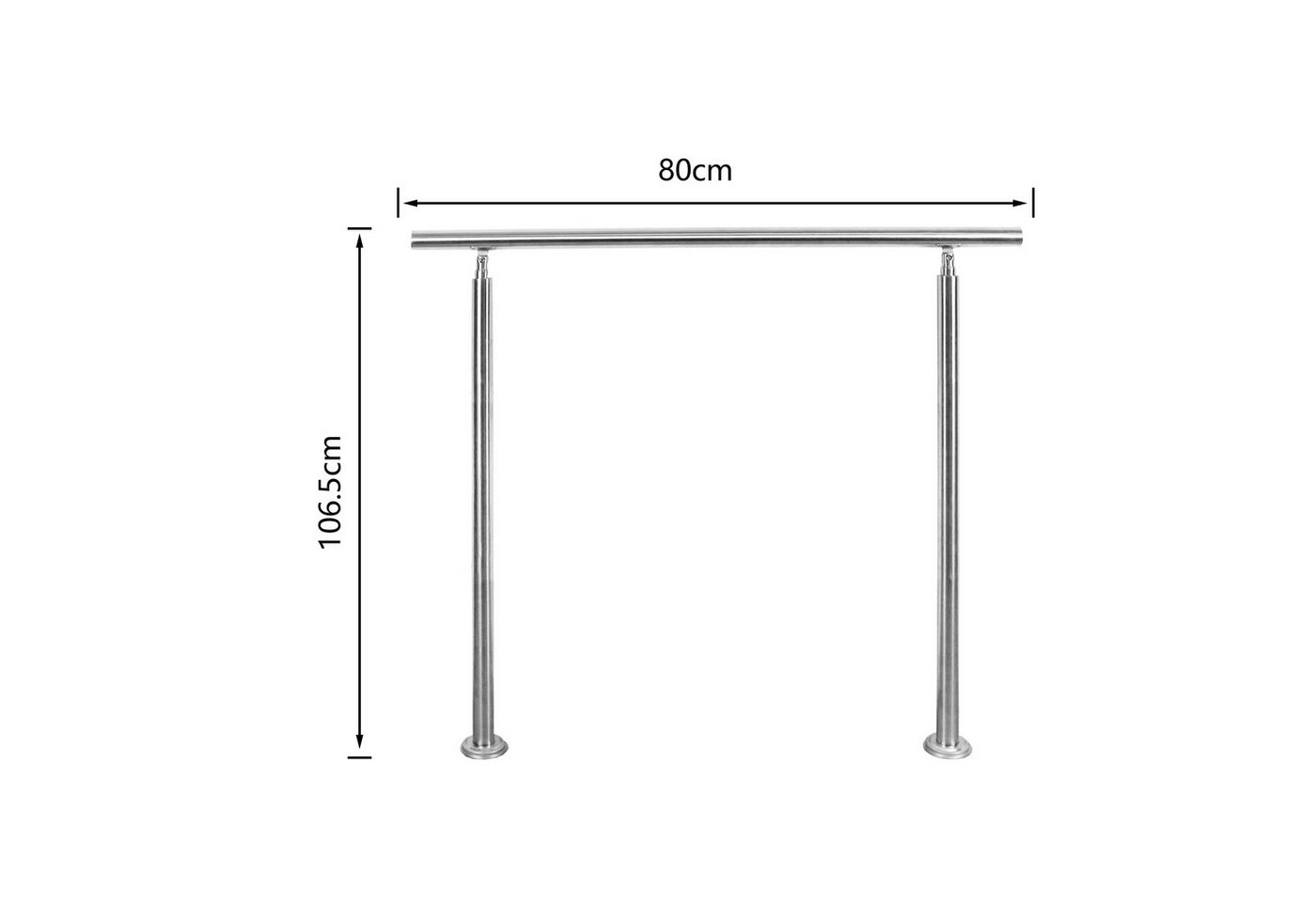 Thumbnail - Clanmacy Treppengeländer Geländer Edelstahl Handlauf 80cm Für Innen Außentreppe 0 Querstäbe