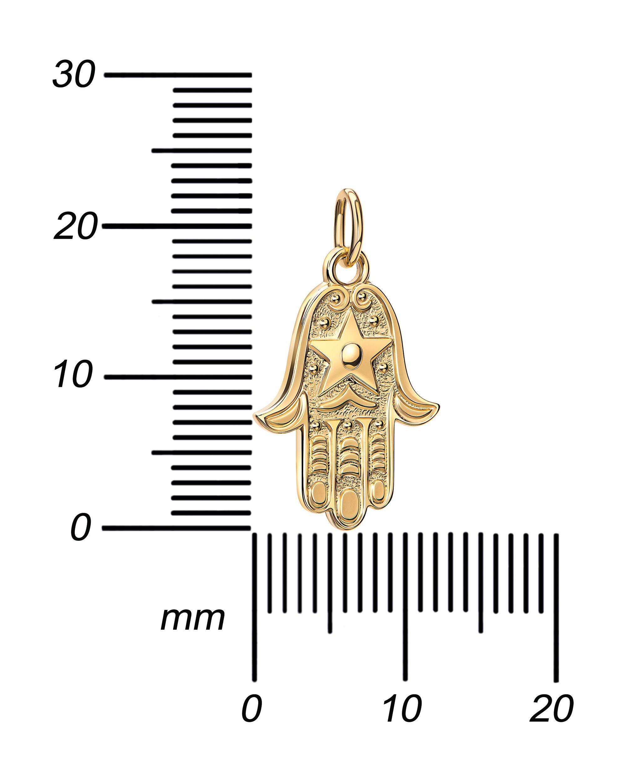JEVELION Kette mit (Goldanhänger, vergoldet- - Anhänger Fatimahand Länge wählbar Mit Damen), 333 Kette cm. Anhänger 36 Gold für 70