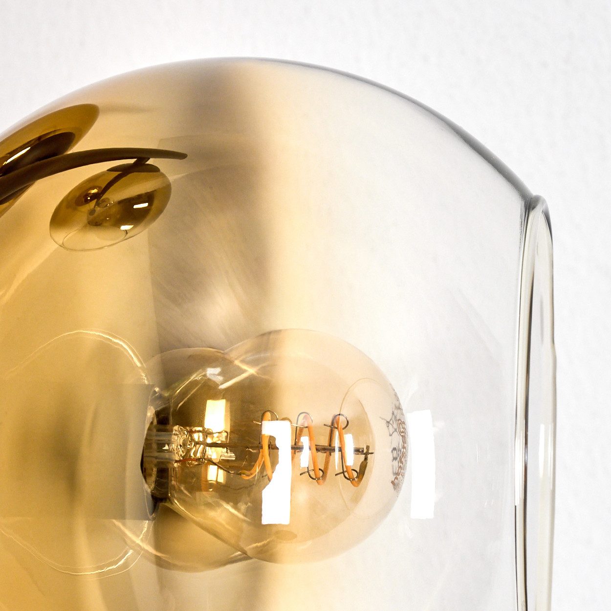 hofstein Stehlampe Stehlampe aus Metall/Glas in Schwarz/Goldfarben/Klar, ohne Leuchtmittel, Stehleuchte Retro/Vintage, Ø Schirme 15 cm, Fußschalter, 160 cm, E14