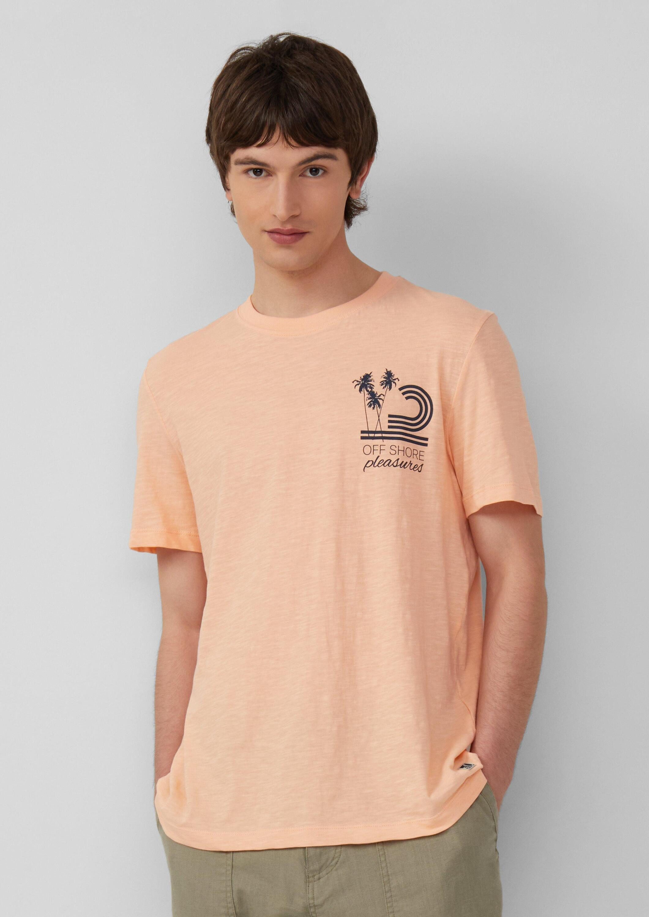 s.Oliver Kurzarmshirt T-Shirt Baumwoll-T-Shirt mit Frontprint und Flammgarn günstig online kaufen