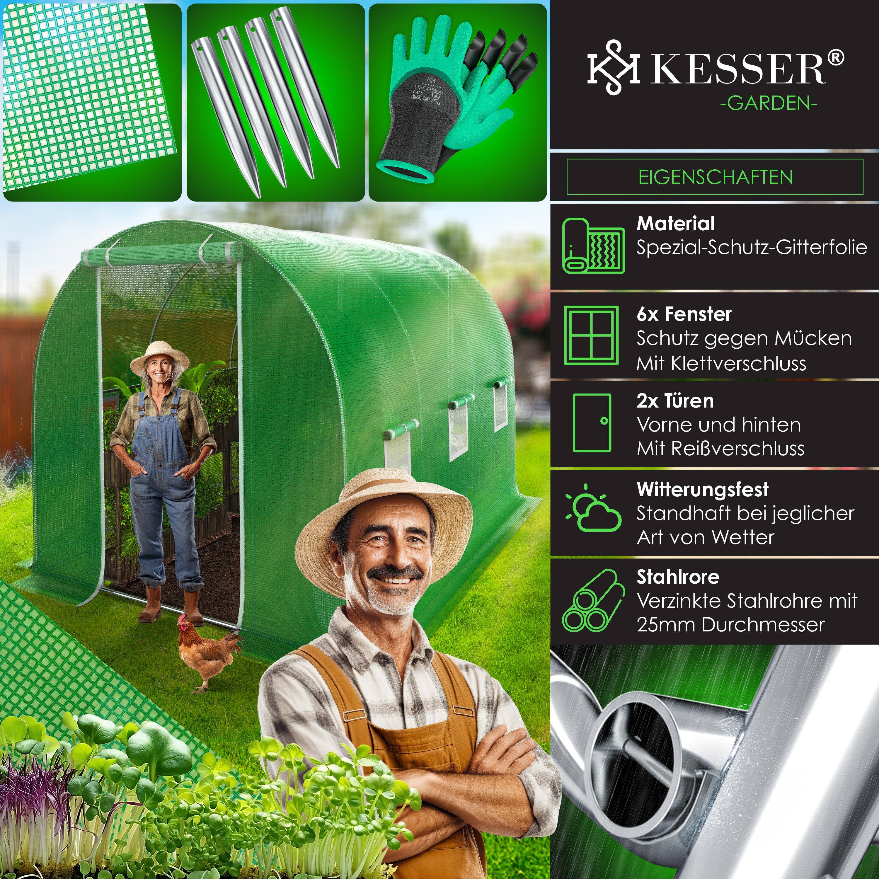 KESSER Foliengewächshaus, Folien-Gewäc...
