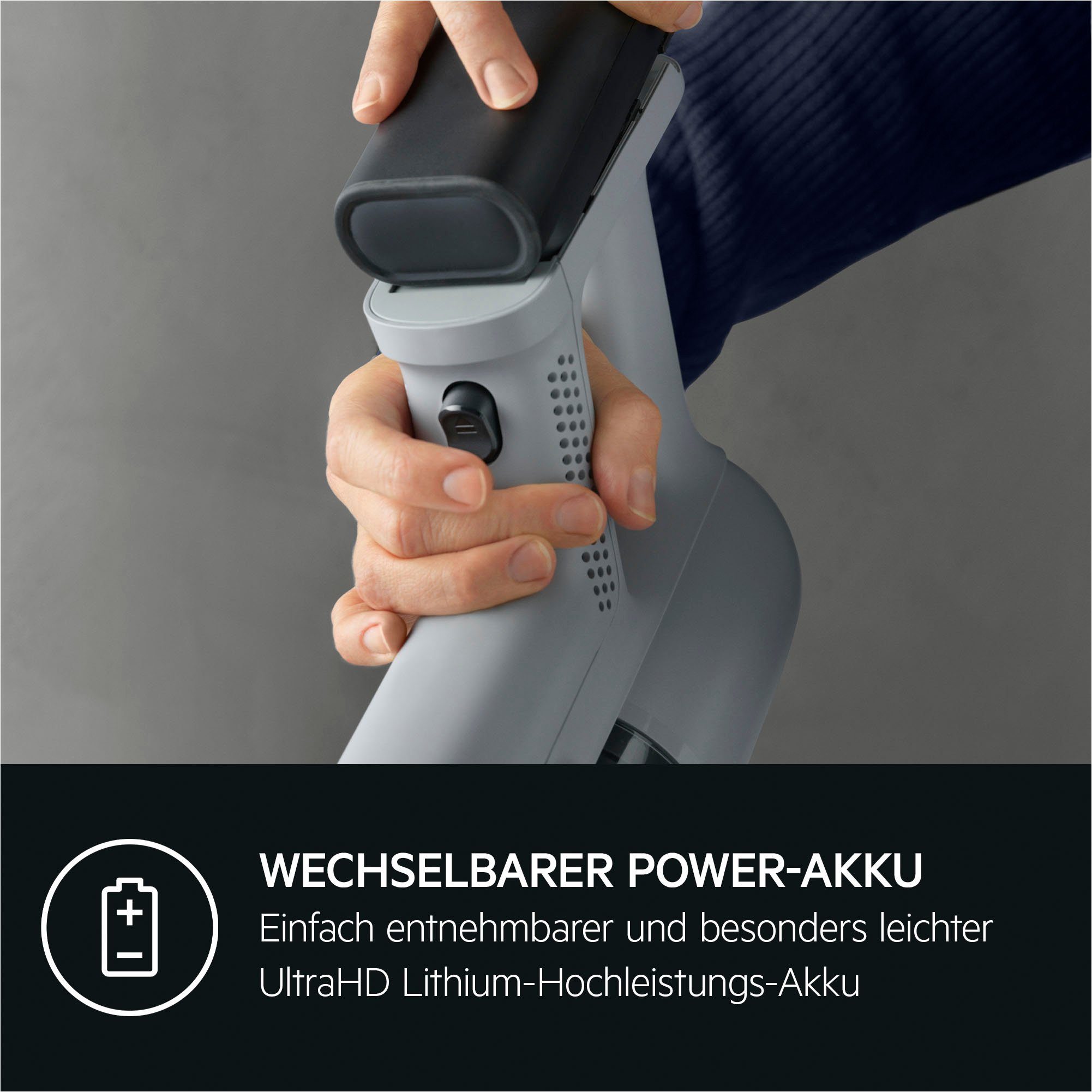 AEG Akku-Hand-und 50 % 60 bis 7000 ULTIMATE kg, 2,2 leicht beutellos, Min. zu Stielstaubsauger extrem Laufzeit (AP71A142XN), Recyclingmaterial