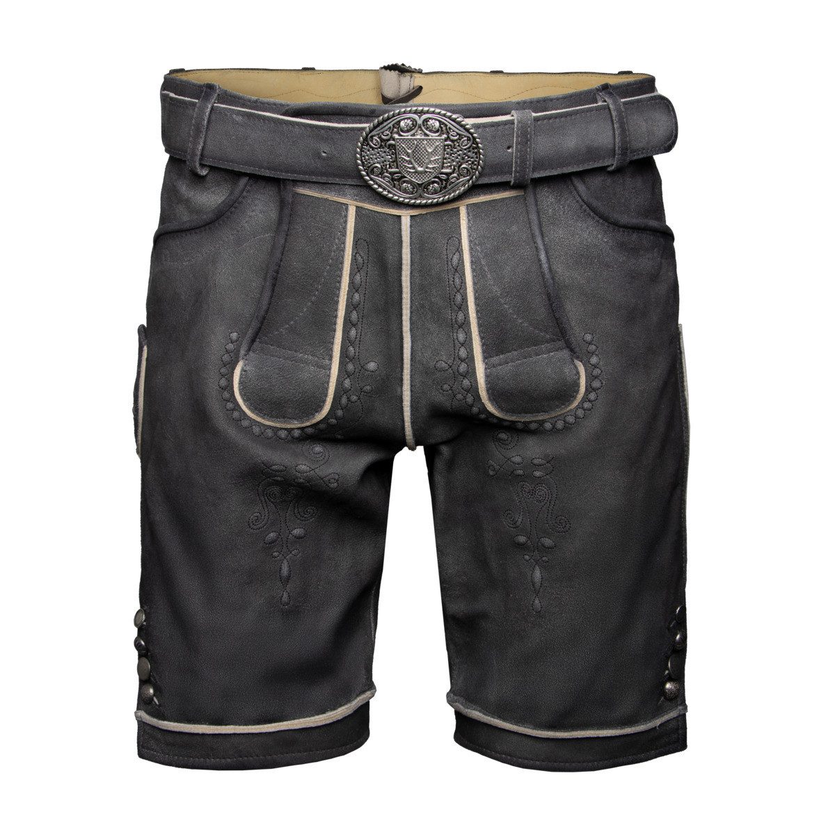 Krüger Trachtenlederhose Kuno mit Gürtel Herren (1-tlg) Trachtenlederhose, Trachtenhose, Bayerische Lederhose, Oktoberfest
