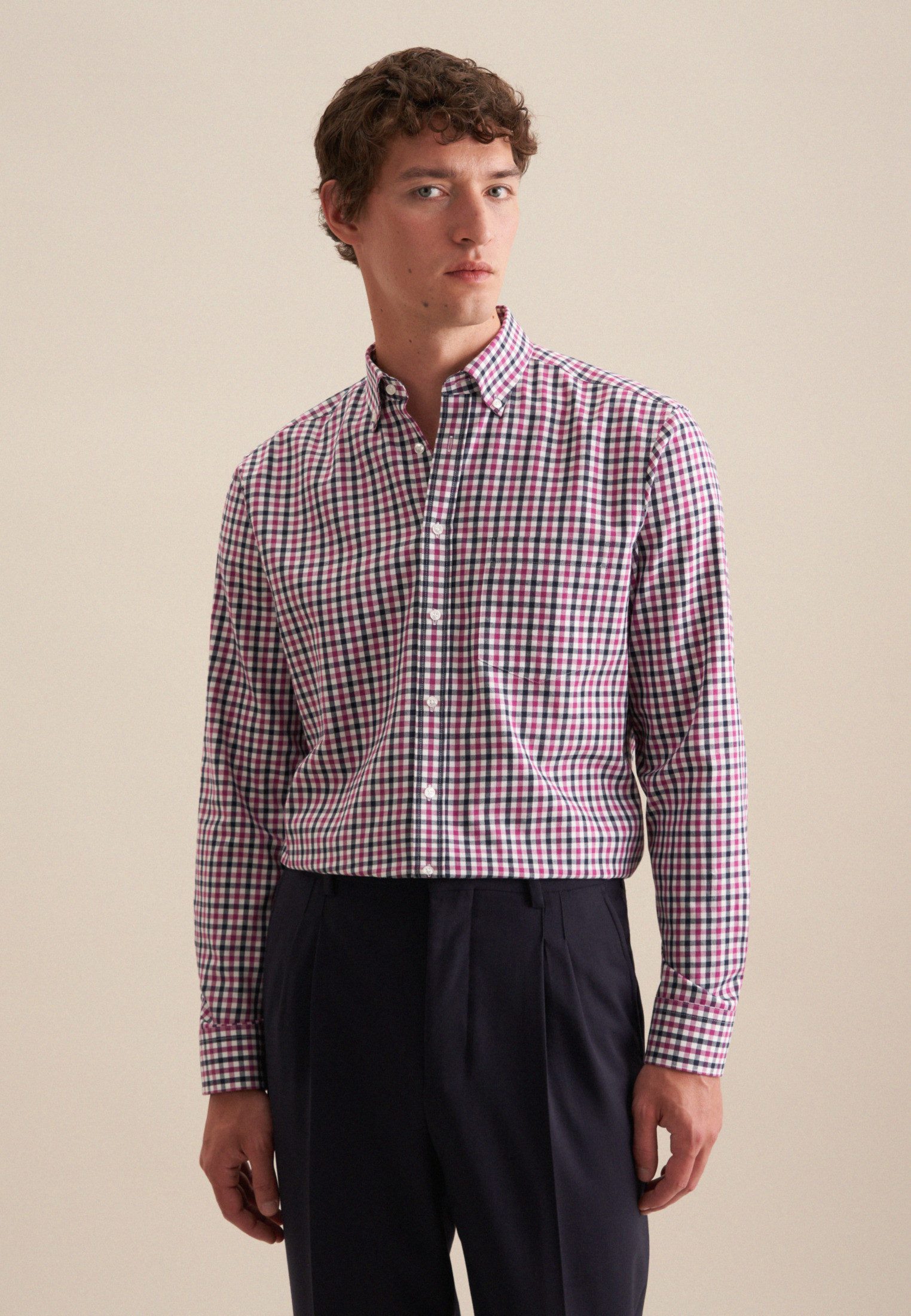 seidensticker Flanellhemd Regular Regular Langarm Button-Down-Kragen günstig online kaufen