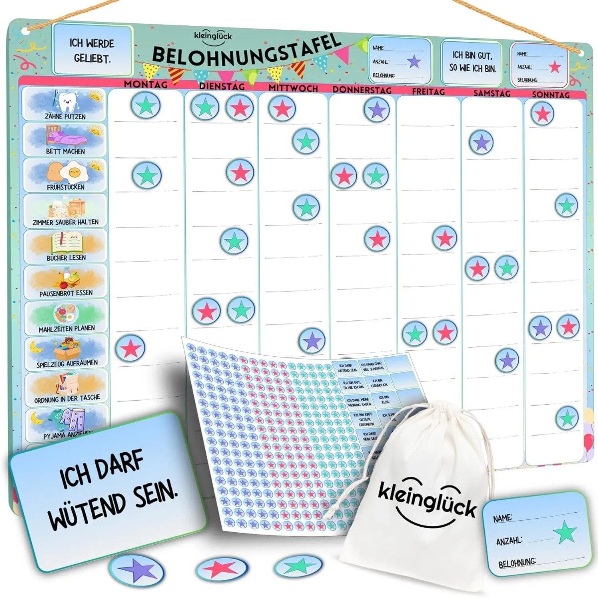 Kleinglück Magnettafel Belohnungstafel plus einem Wochenplaner für Kinder – Bild 2 von 5
