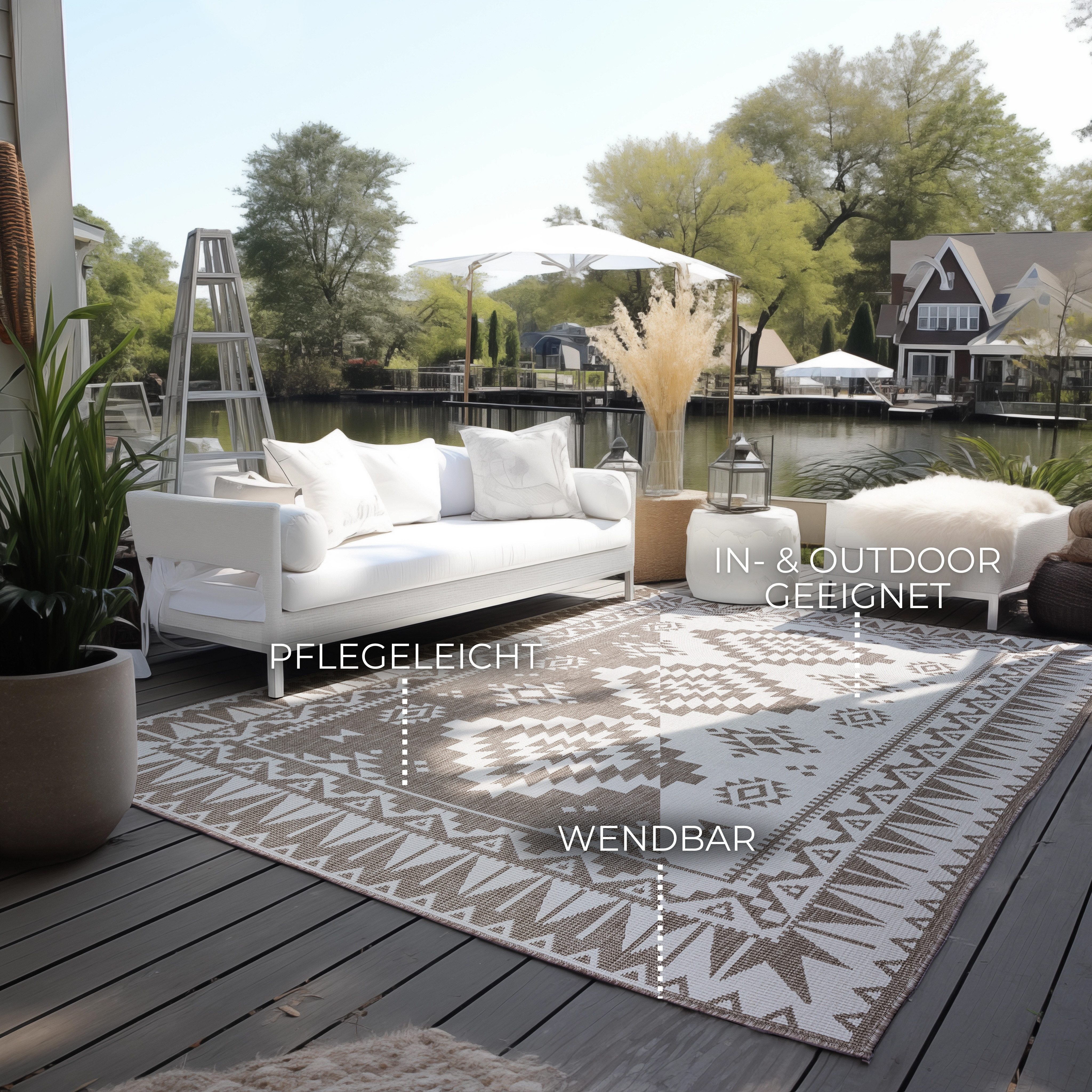 ELLE DECORATION Teppich Dynamic, Wendeteppich, rechteckig, Höhe: 5 mm, Flachgewebe, In-& Outdoor, Modern, wendbar, Balkon, Wohnzimmer, Außen