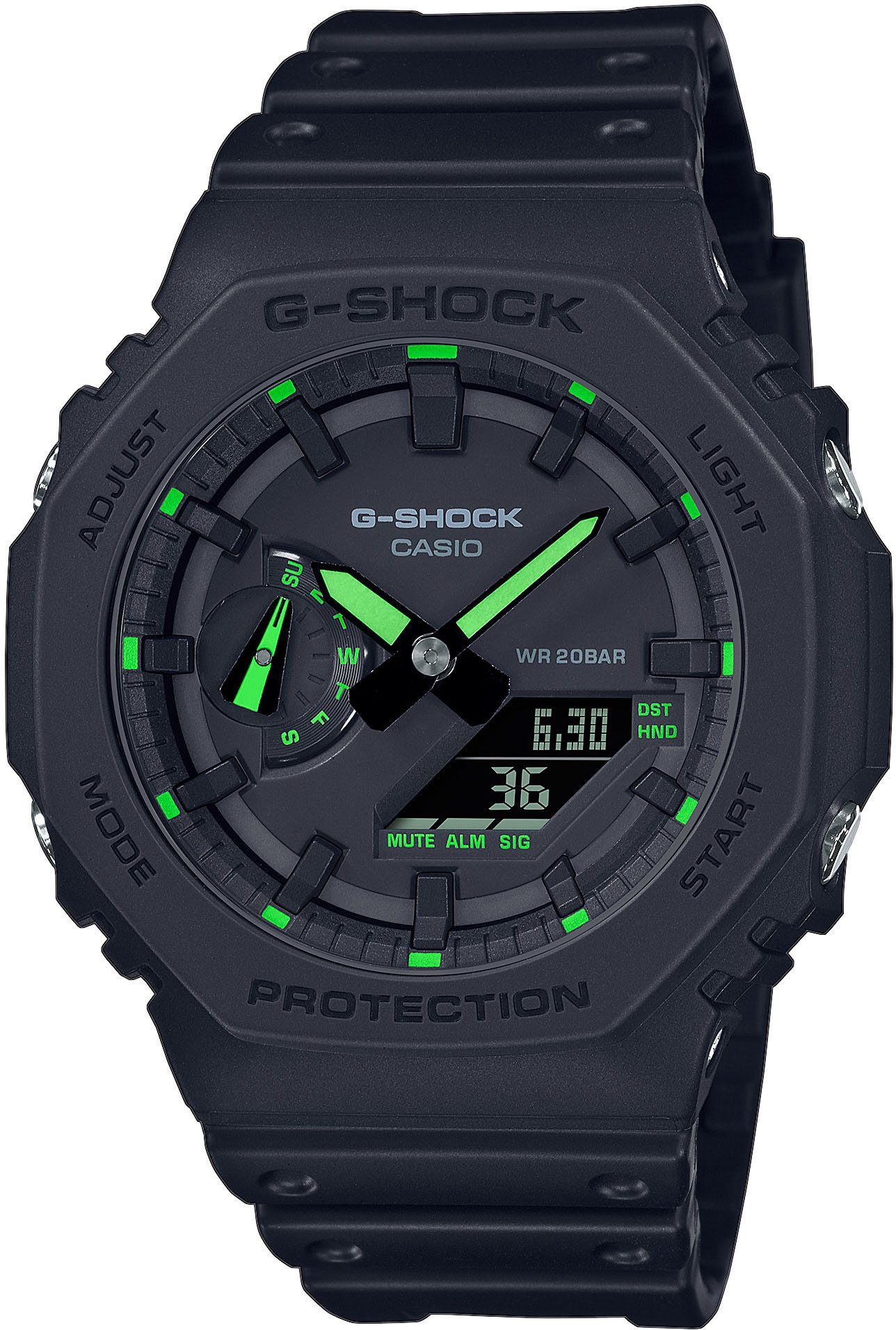 CASIO G-SHOCK Chronograph GA-2100-1A3ER, Quarzuhr, Armbanduhr, Herrenuhr, digital, bis 20 bar wasserdicht