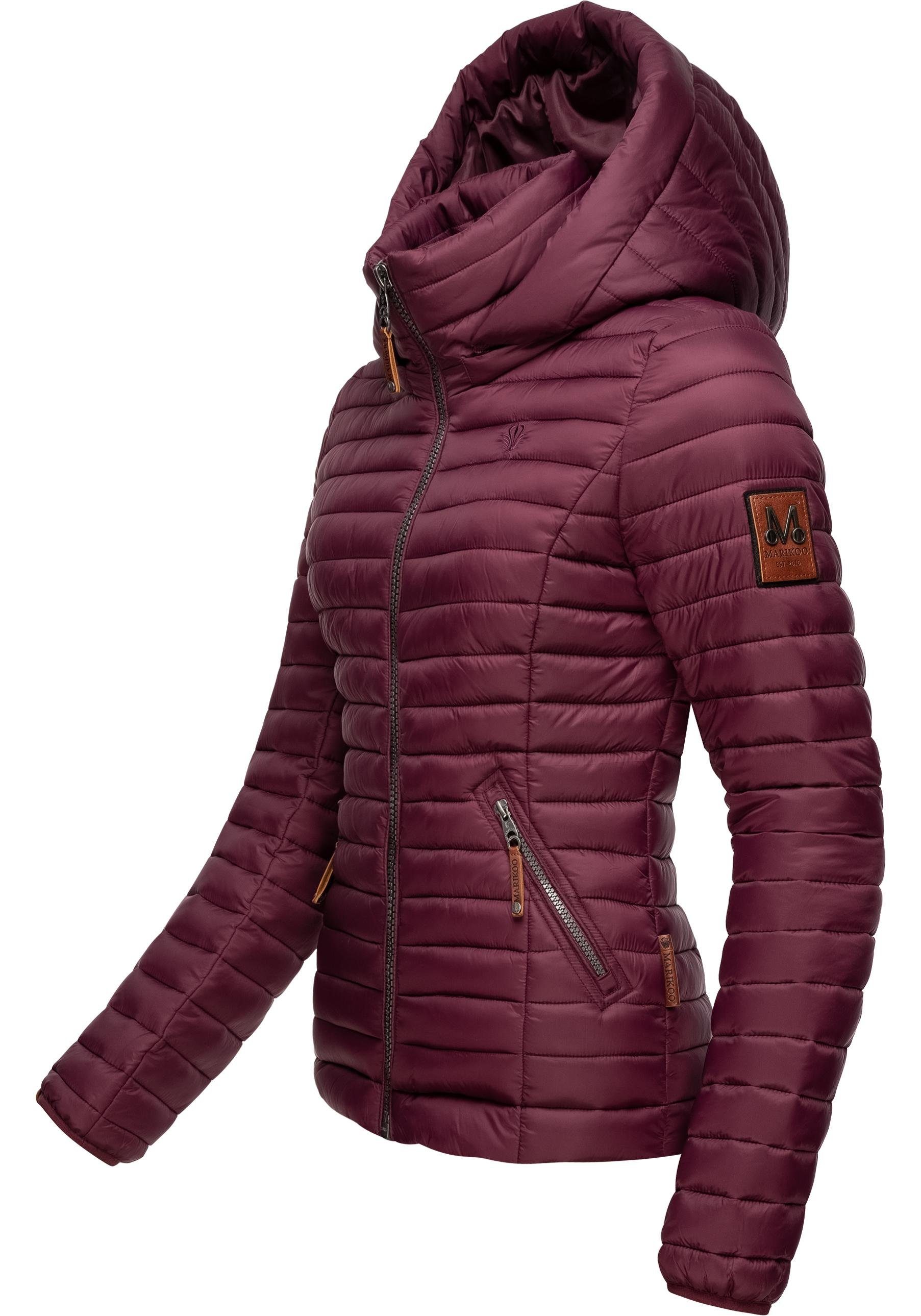 Marikoo Steppjacke Löwenbaby Übergangsjacke Kapuze weinrot mit abnehmbarer stylische