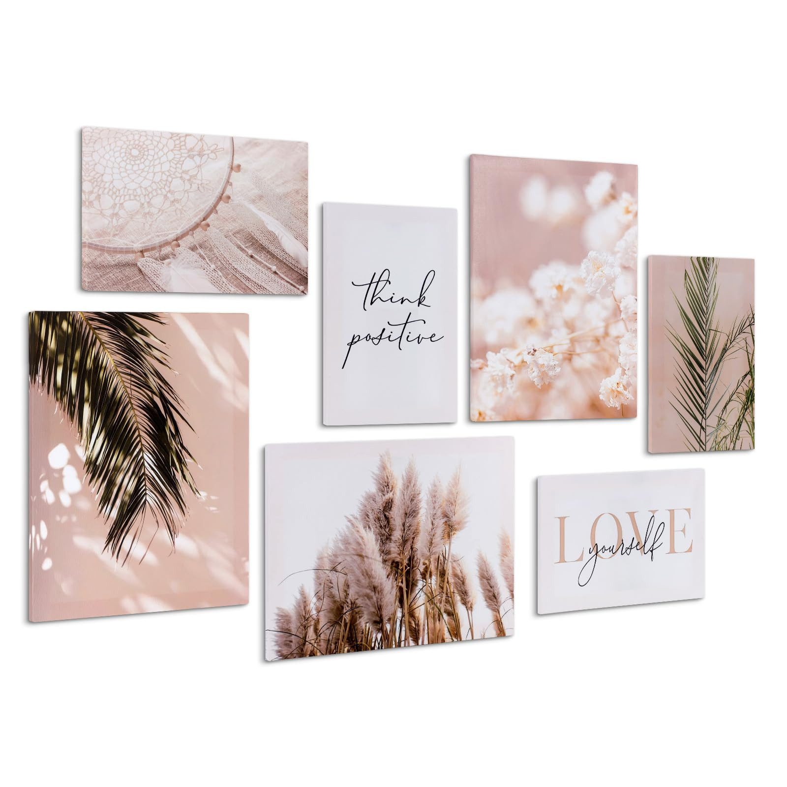 Youyijia Poster Wandbilder Boho Pampasgras 7-teiliges Poster Set,Moderne Wandbilder