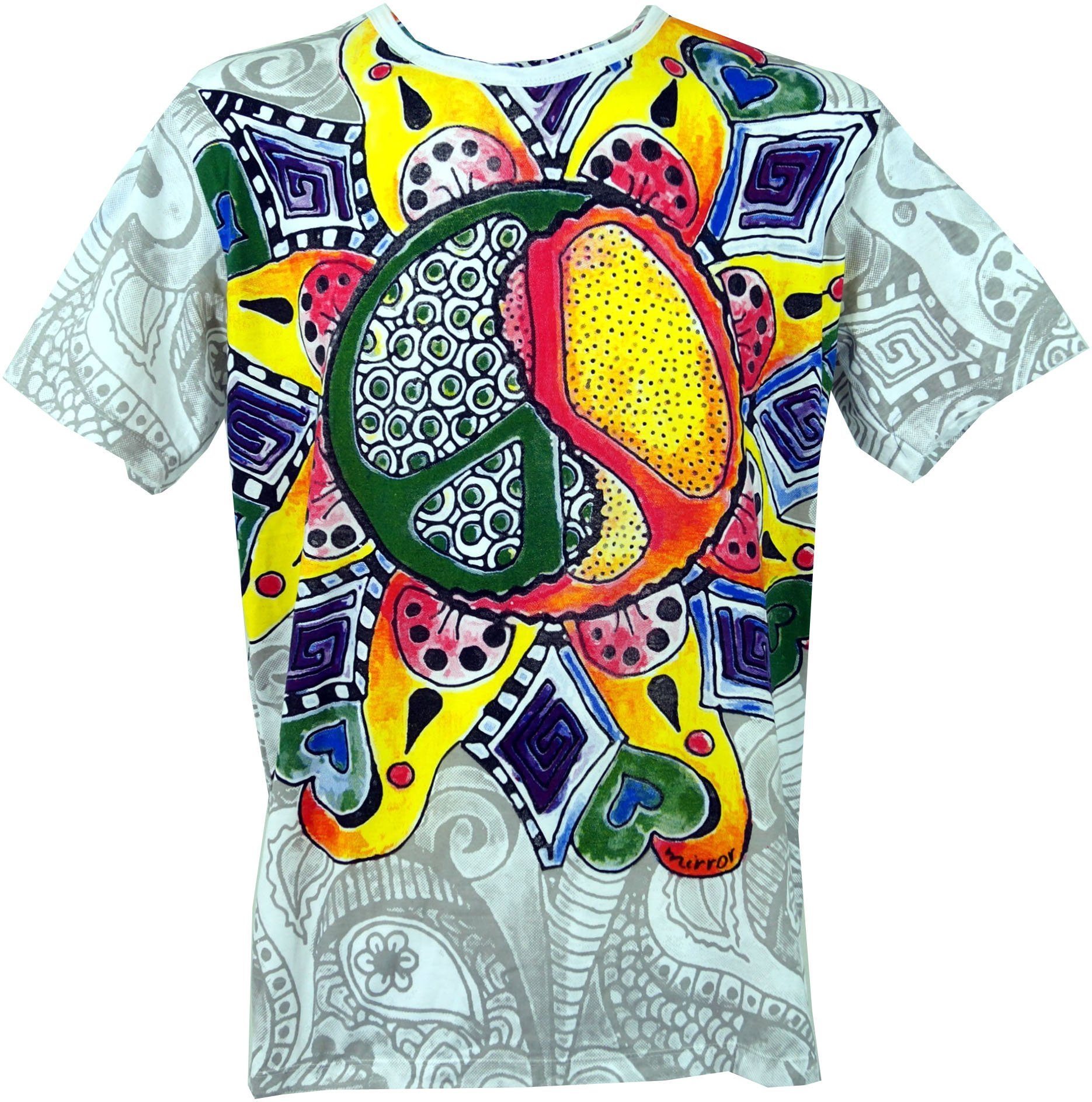 Guru-Shop T-Shirt Mirror T-Shirt - Peace Goa Style, Festival, alternative Bekleidung