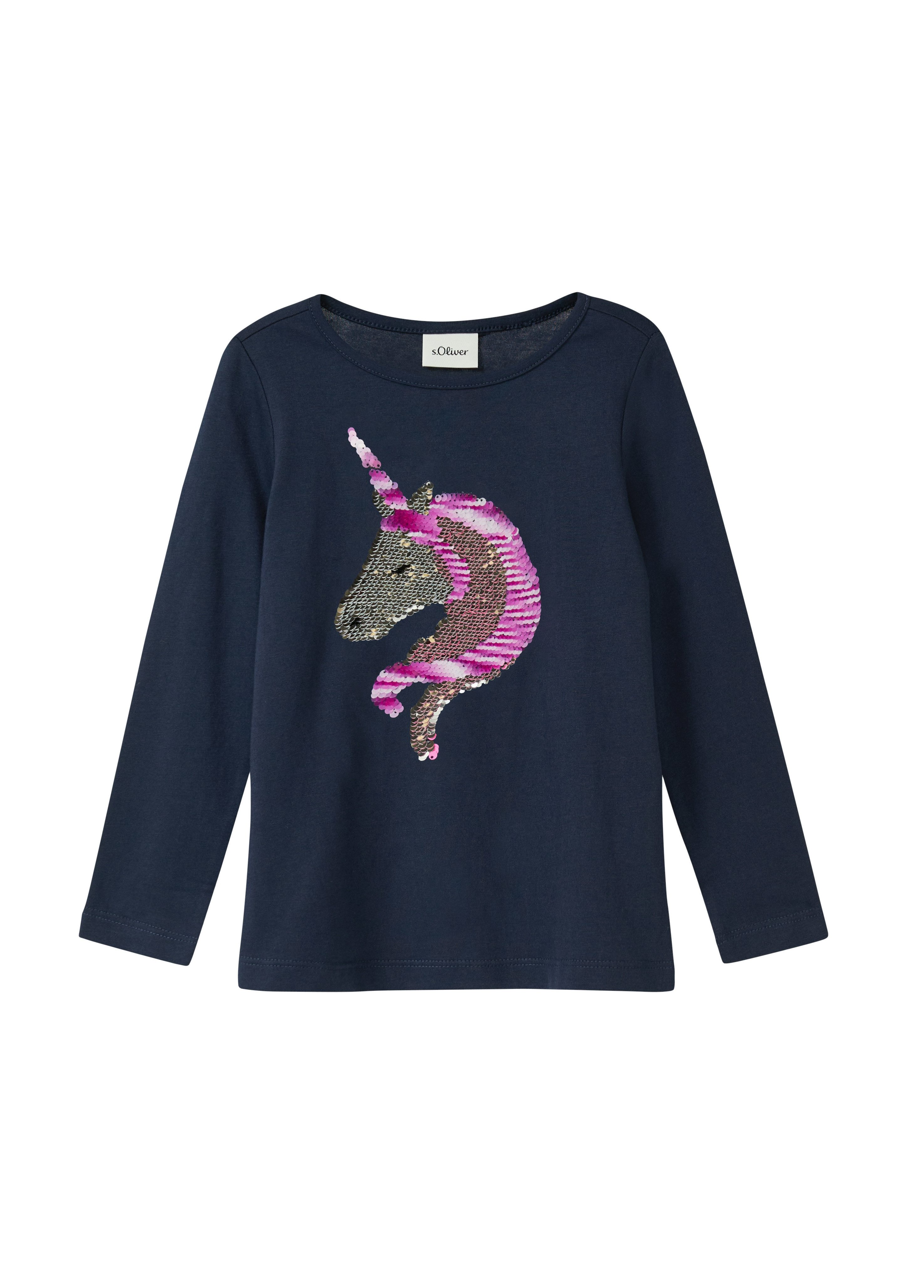 s.Oliver Junior Langarmshirt mit Pailletten-Einhorn