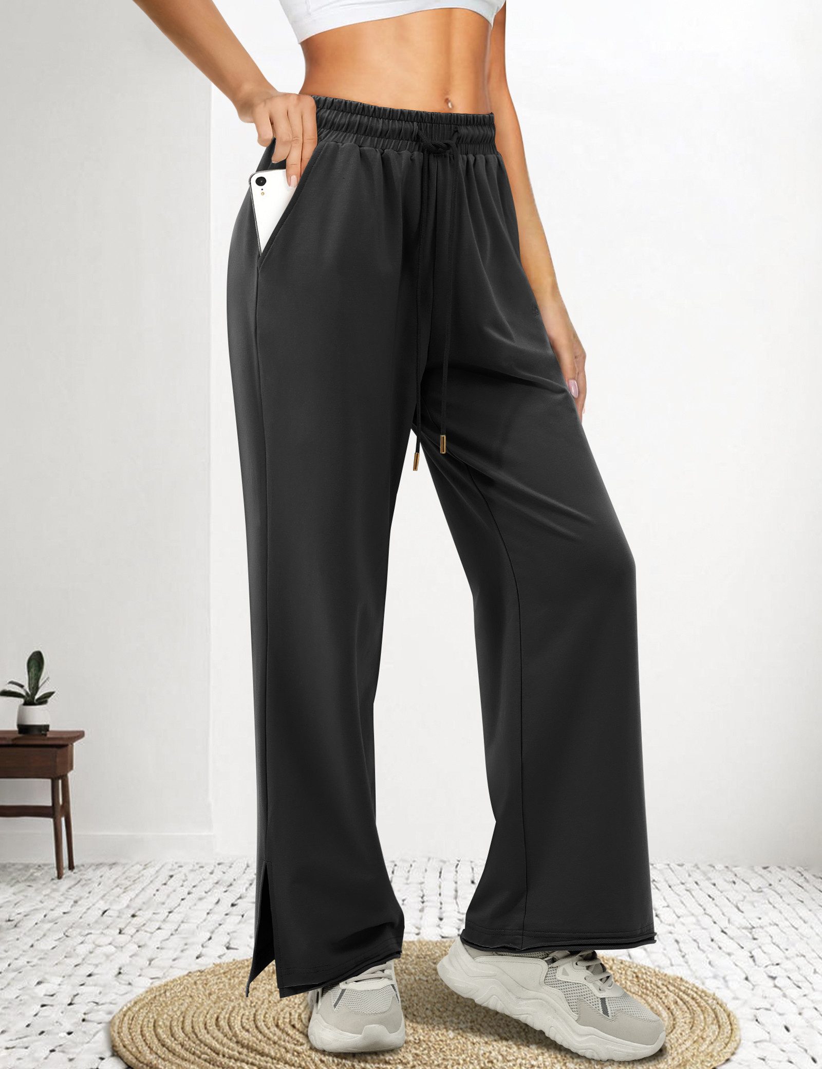 Beluring Jogginghose Flared Jogginghose mit Schlitz–Hellgrau,bequem & figur günstig online kaufen