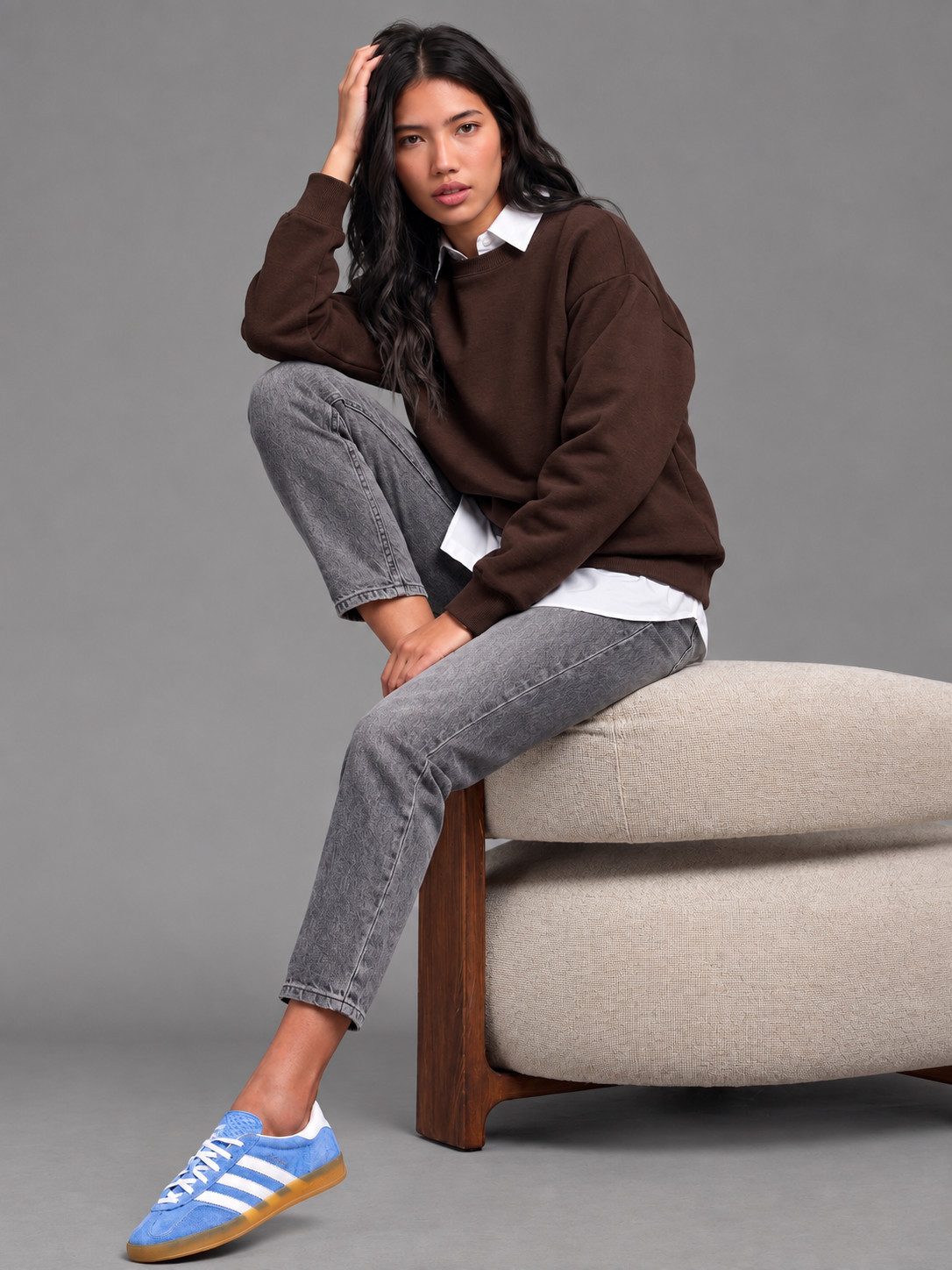 COMEOR Sweatshirt Damen Sweatshirt mit Rundhalsausschnitt Basic Pullover Oversize – Bild 3 von 5