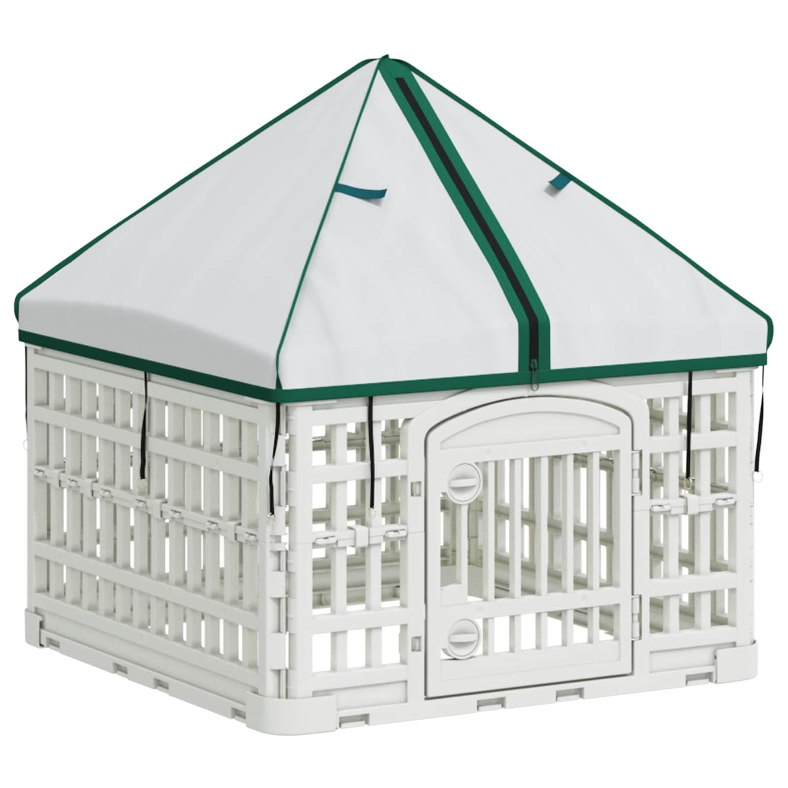 vidaXL Freigehege 4-Panel-Hundespielplatz mit Dach 60 x 60 x 82 cm Kunststoff