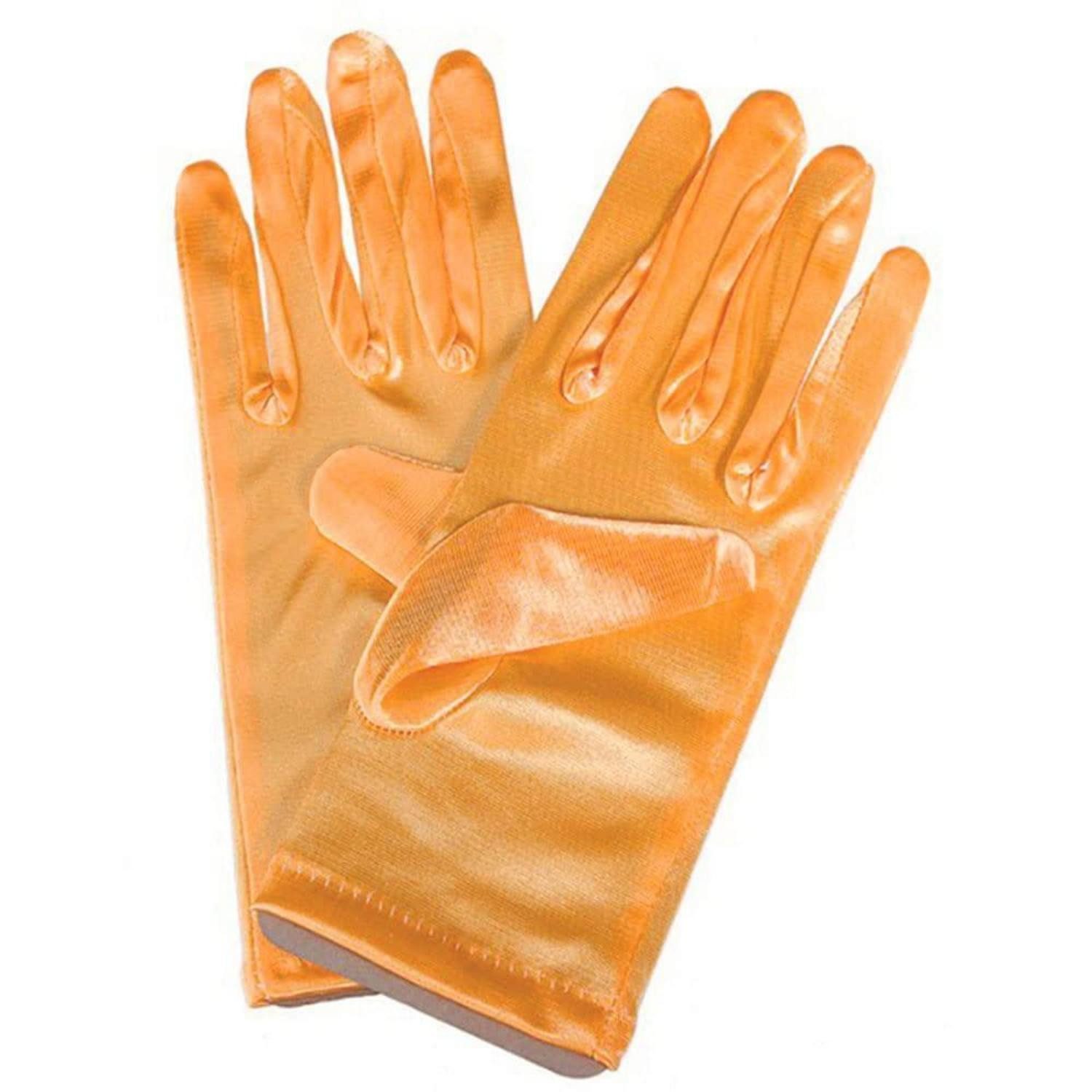 LuxusKollektion Kostüm Damen Handschuhe Kurz Dunklgold Satin