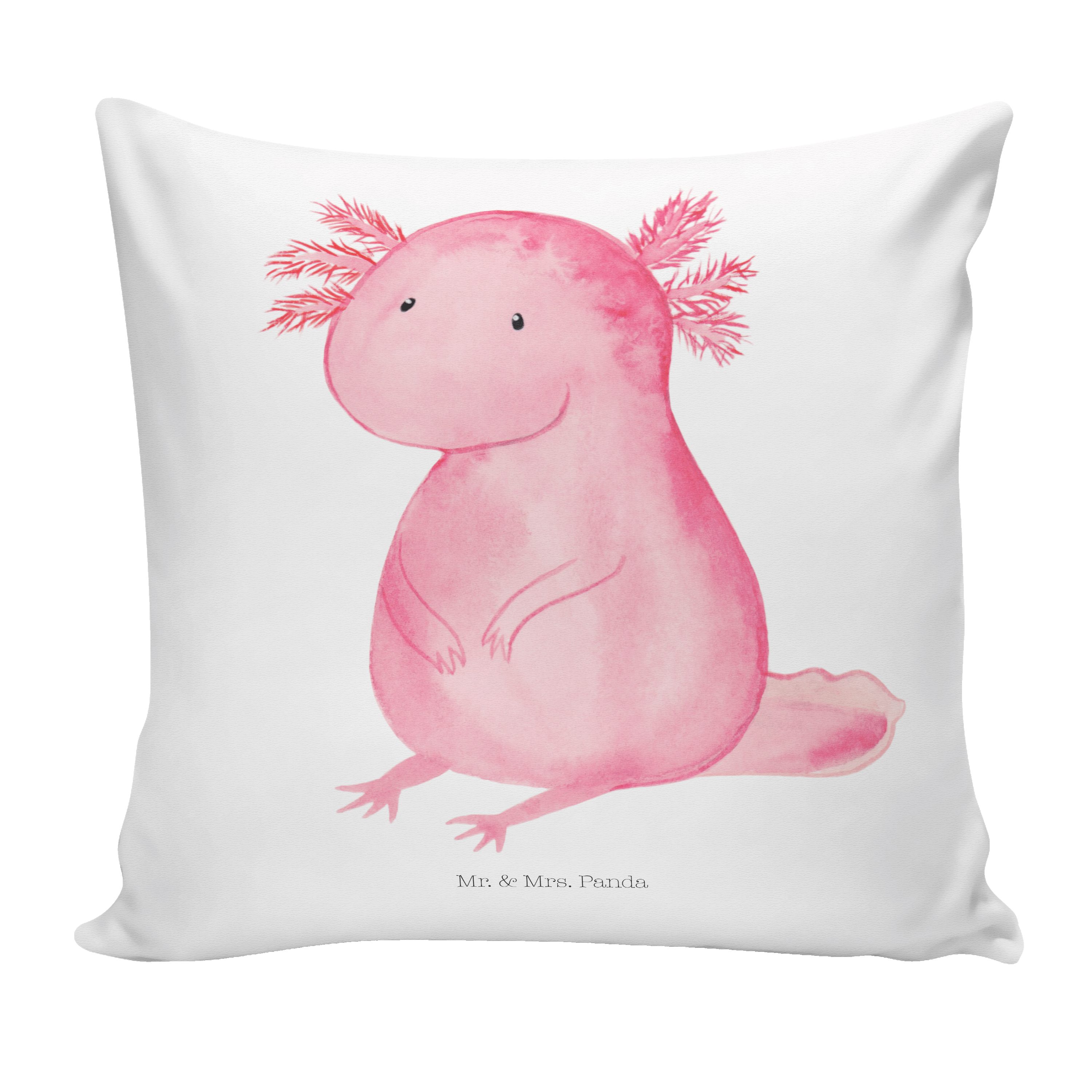 Mr. & Mrs. Panda Dekokissen Axolotl - Weiß - Geschenk, Kopfkissen, Molch, Sofakissen, Freundin, D