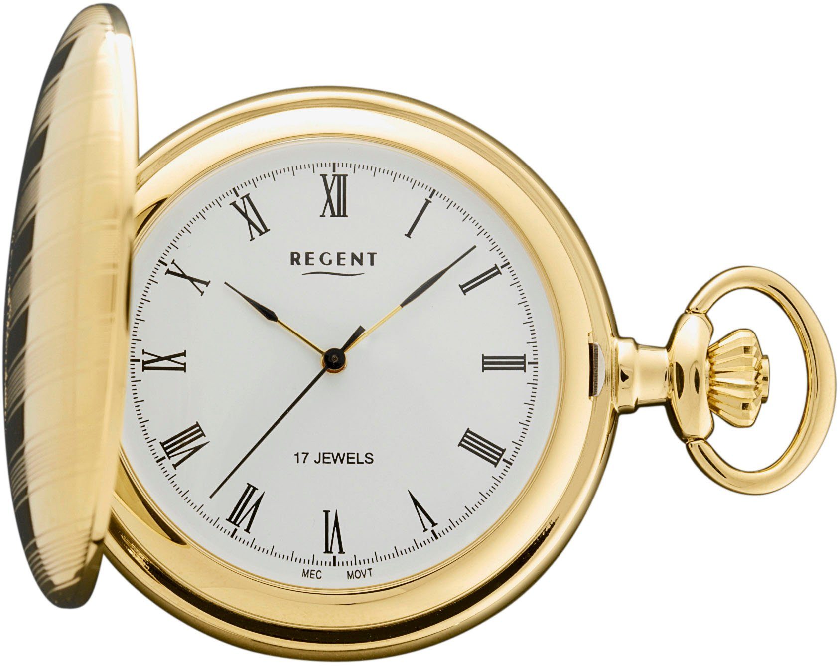 Regent Taschenuhr P719, (Set, 2-tlg., mit Kette), Herrenuhr, Handaufzug, Acrylglas