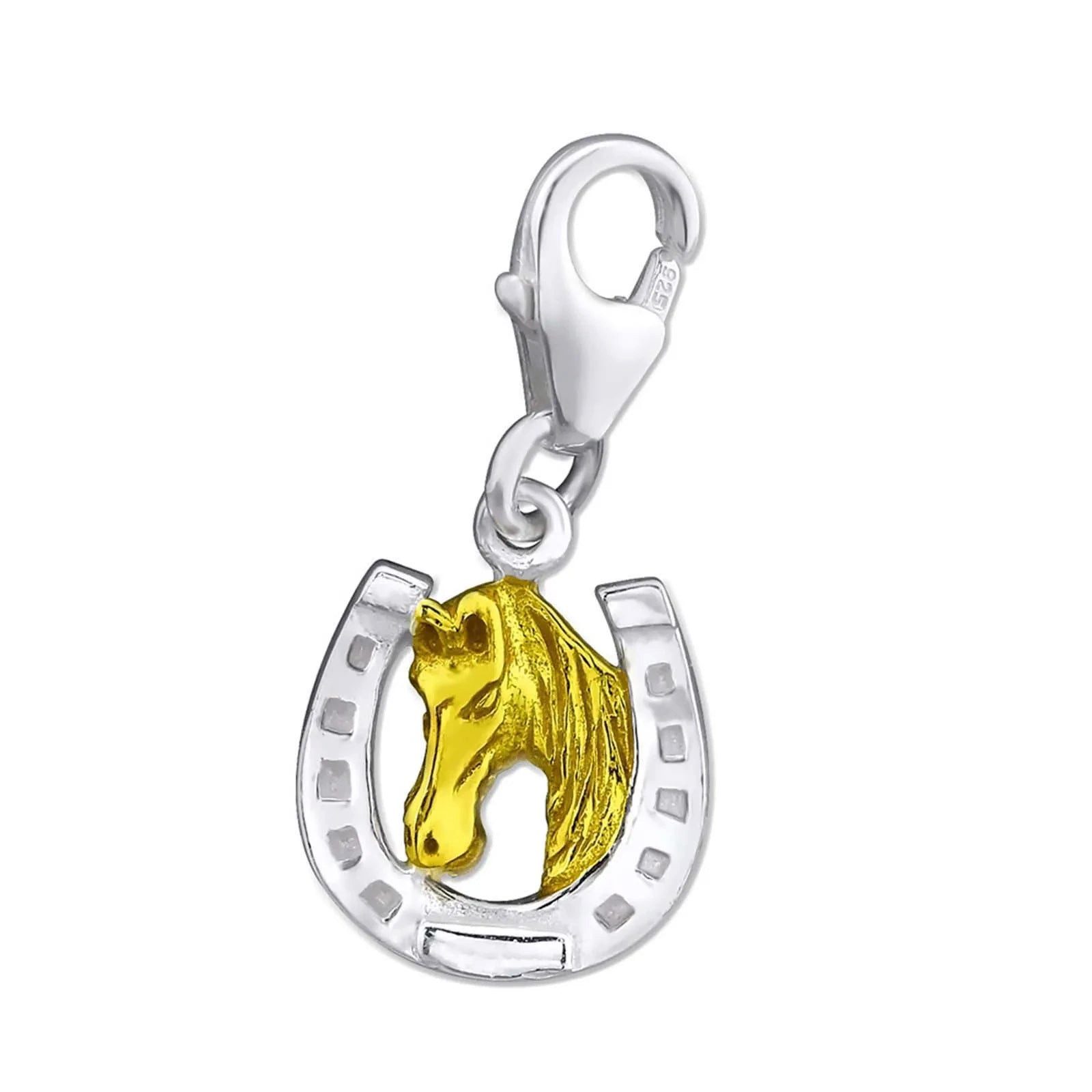 Charm-Einhänger Charm Anhänger Hufeisen Pferd 925 Silber Bettelarmband