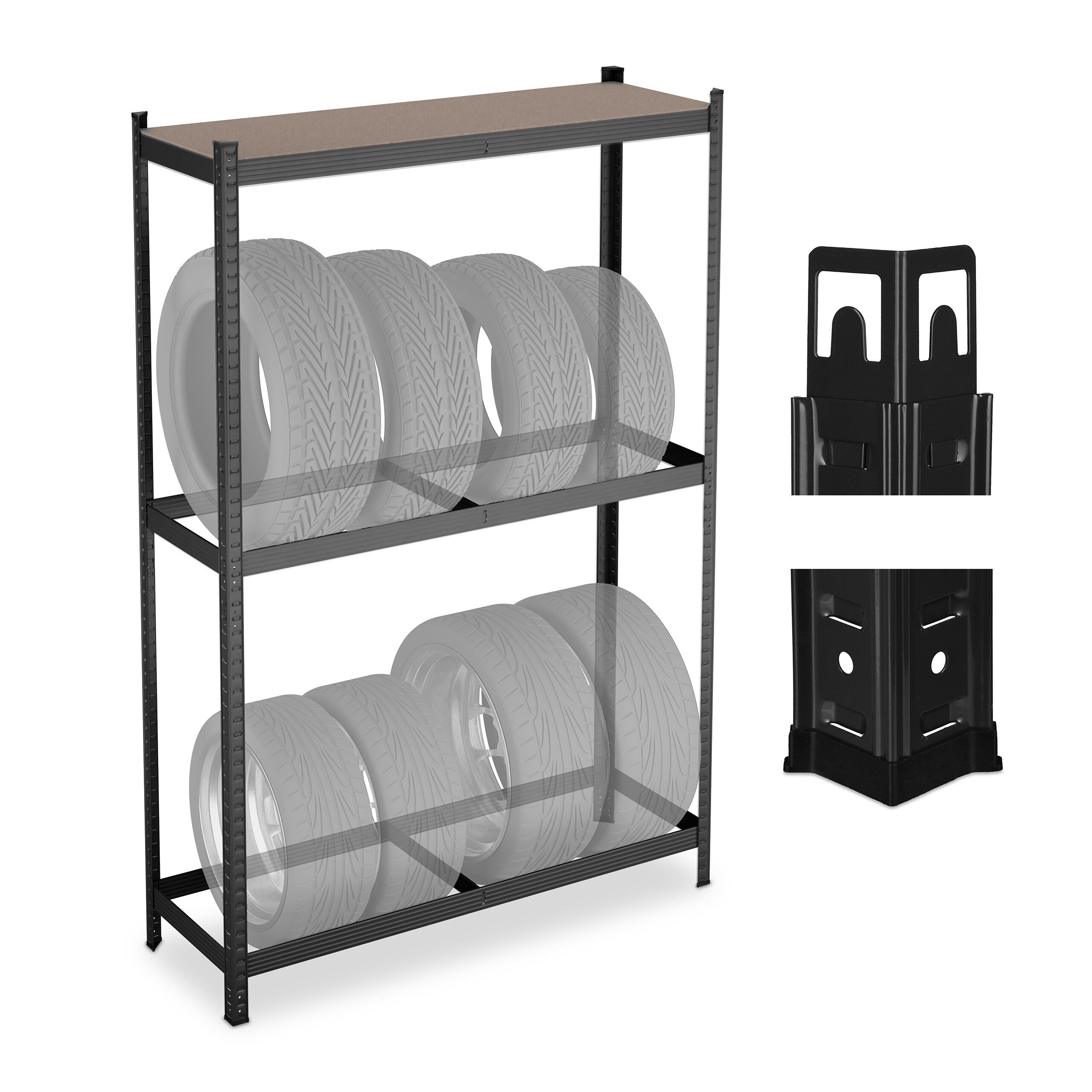 relaxdays Schwerlastregal Reifenregal für 8 Reifen, schwarz günstig online kaufen