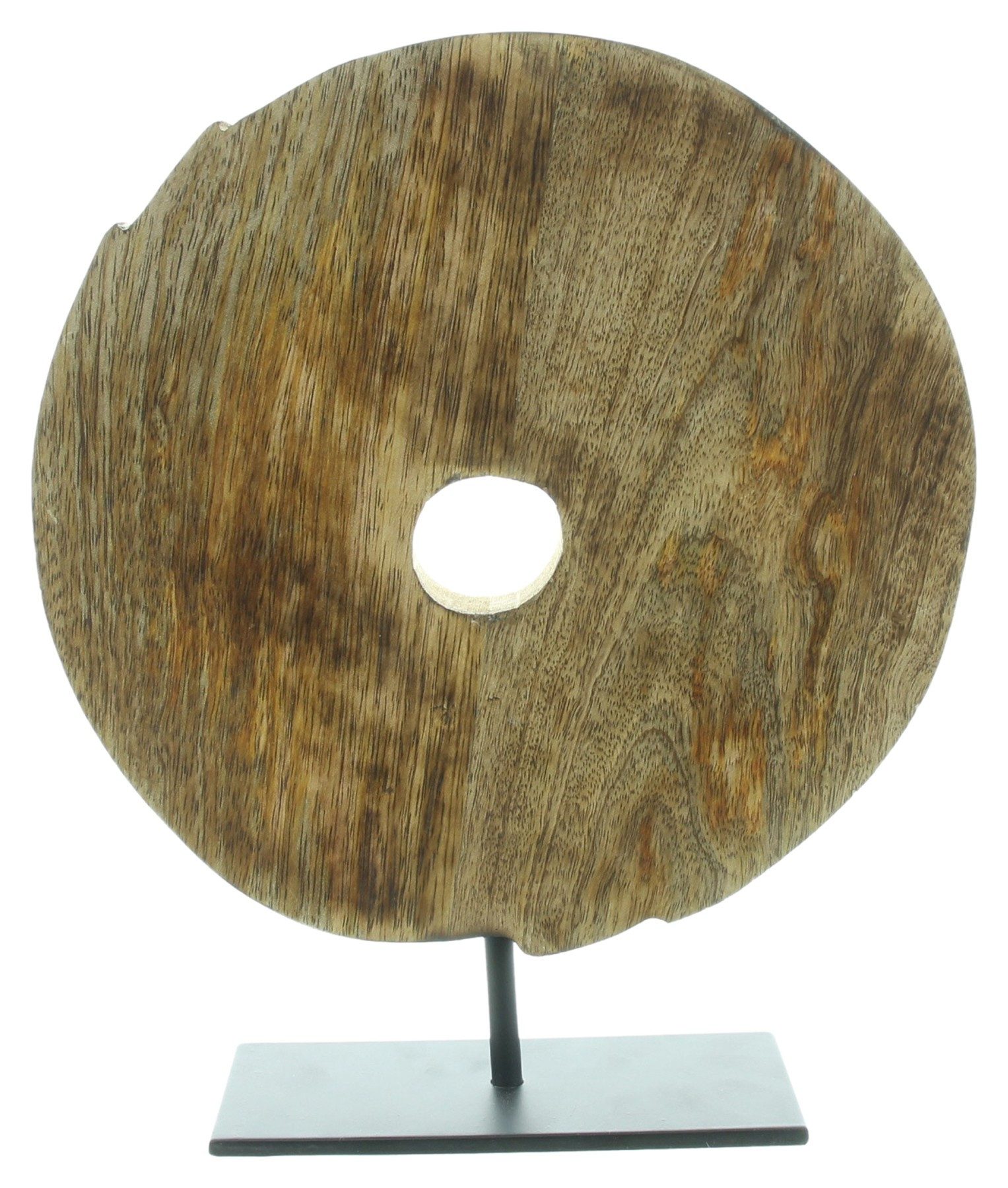 Dekoleidenschaft Skulptur "Circle" aus Mangoholz und Aluminium in silber, Ø 24 cm, Dekoobjekt, Holzdeko, Holzskulptur, Dekofigur für Wohnzimmer, Flur & Fensterbank