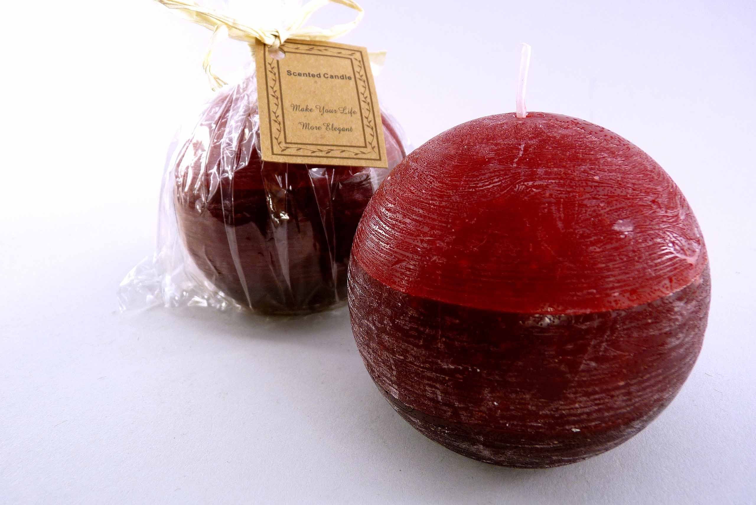 Small-Preis Kugelkerze Premium Echtwachskerze Dunkelrot Bordeauxfarben Ø 8c günstig online kaufen