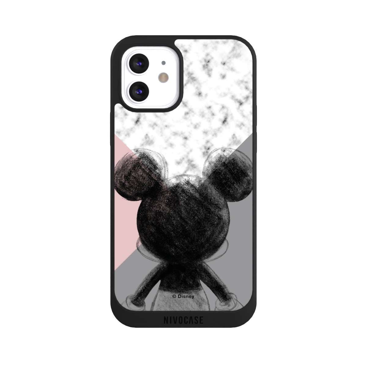 NIVOCASE Handyhülle Disney Marmor Mickey Mouse Mickey Mouse Scribble, Apple iPhone 12 Handyhülle Hülle NIVOpure Case Schwarz
