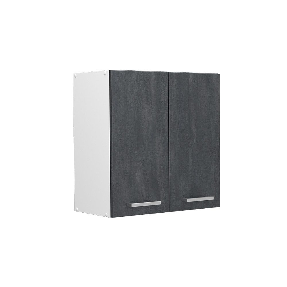 Livinity® Hängeschrank Küchenoberschrank R-Line 60 cm Weiß Schwarz Beton
