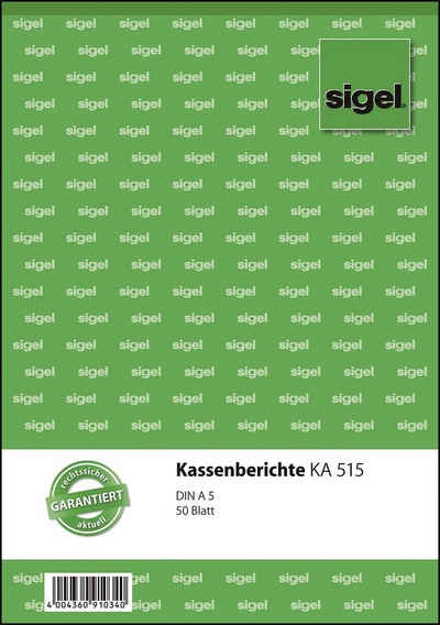 Sigel Formularblock sigel Formularbuch "Kassenbericht", A5, 50 Blatt