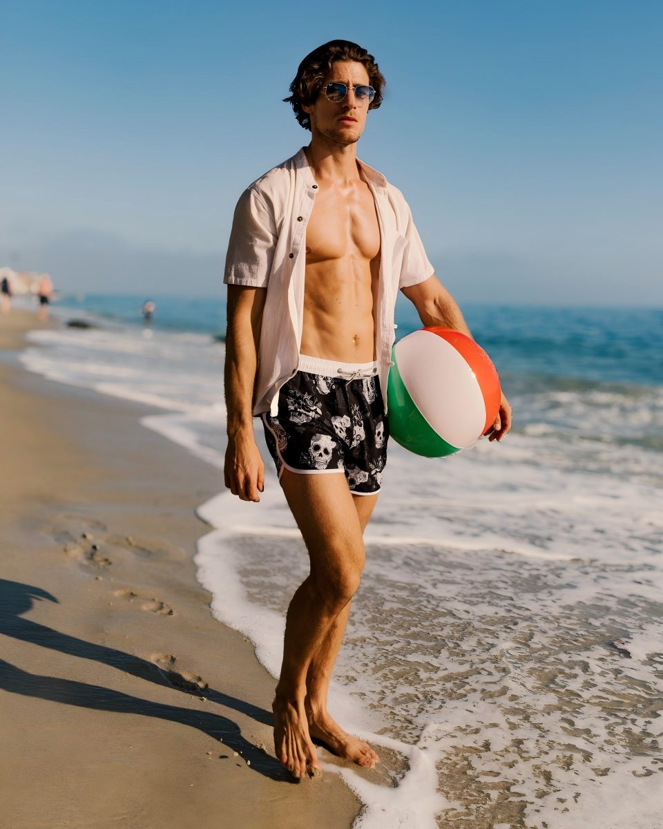 MaaMgic Shorts Herren Retro-Stil kurze Hose Sommer Sport Badehose mit Mesh-Innenslip (1-tlg)