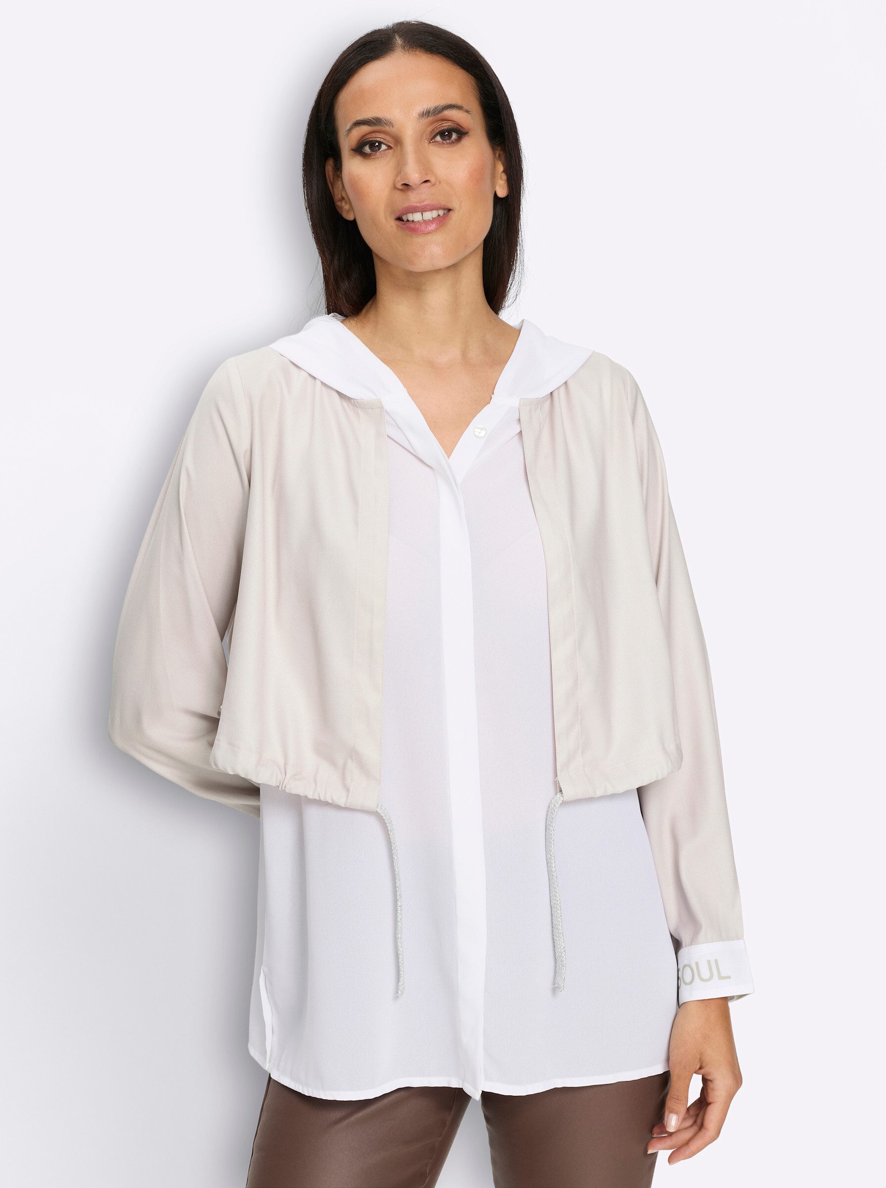 Klassische Bluse Longbluse Langarm