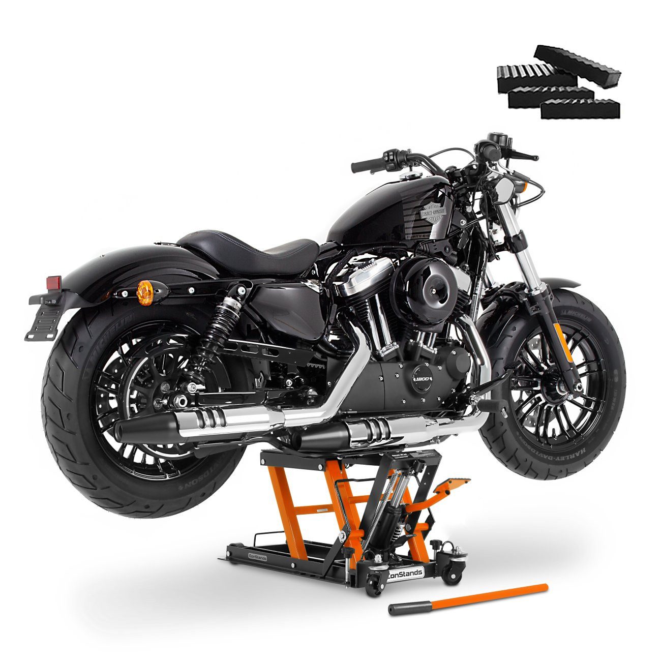 ConStands Motorradheber Motorrad Hebebühne Scherenheber Hydraulik-Lift # L schwarz-orange inkl