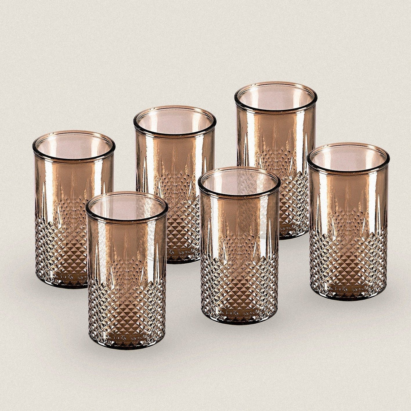 the way up Gläser-Set Trinkglas / Teelicht "Fabio" - 450 ml - 6er-Set, 100 % Altglas, braun