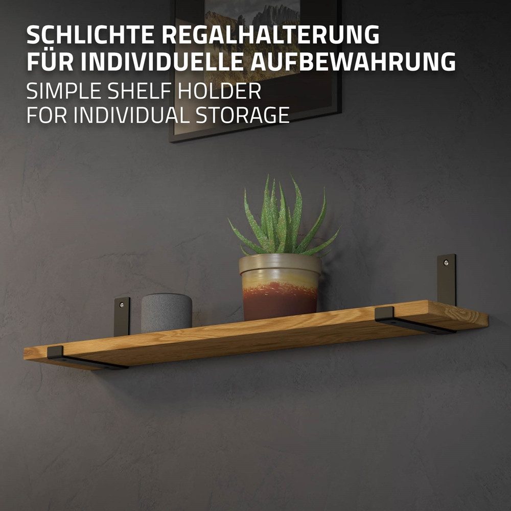 ML-DESIGN Wandregalhalter Regalhalterung L-Form aus Metall, Regalwinkel für Wandmontage, 2-tlg., Industrielle Wandregal Schwarz, Regalträger Regalhalterungen – Bild 4 von 5