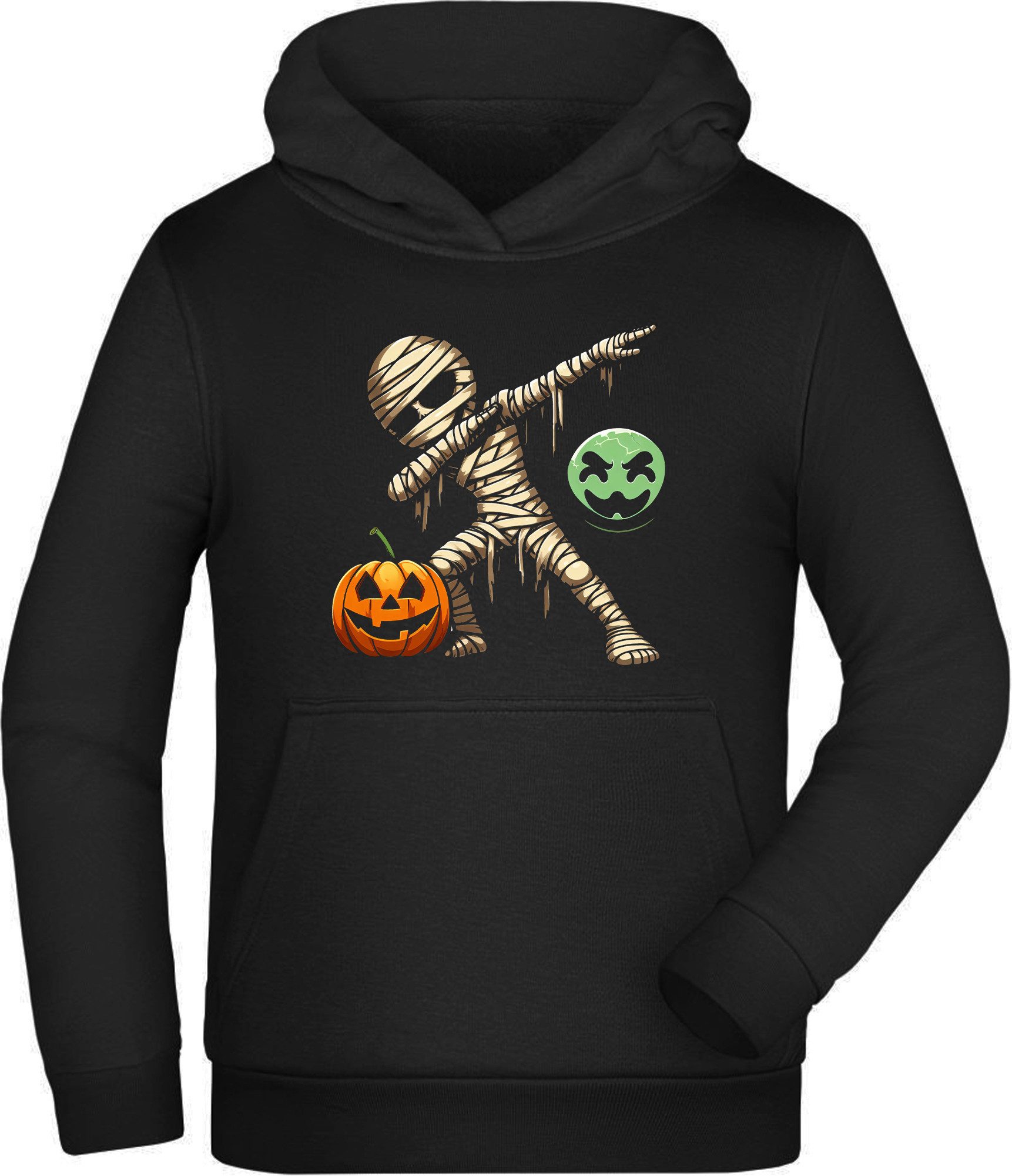 MyDesign24 Hoodie Kinder Kapuzensweater - Dab tanzende Mumie Kapuzenpulli mit Aufdruck - Kinder Halloween Hoodie i612