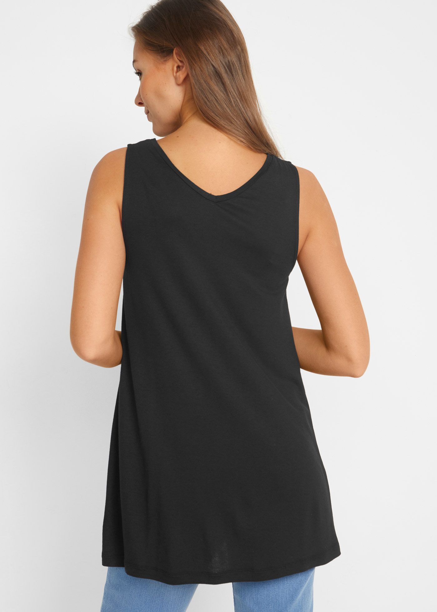 bonprix Longtop A-Linie, V-Ausschnitt, aus Viskose und Elasthan