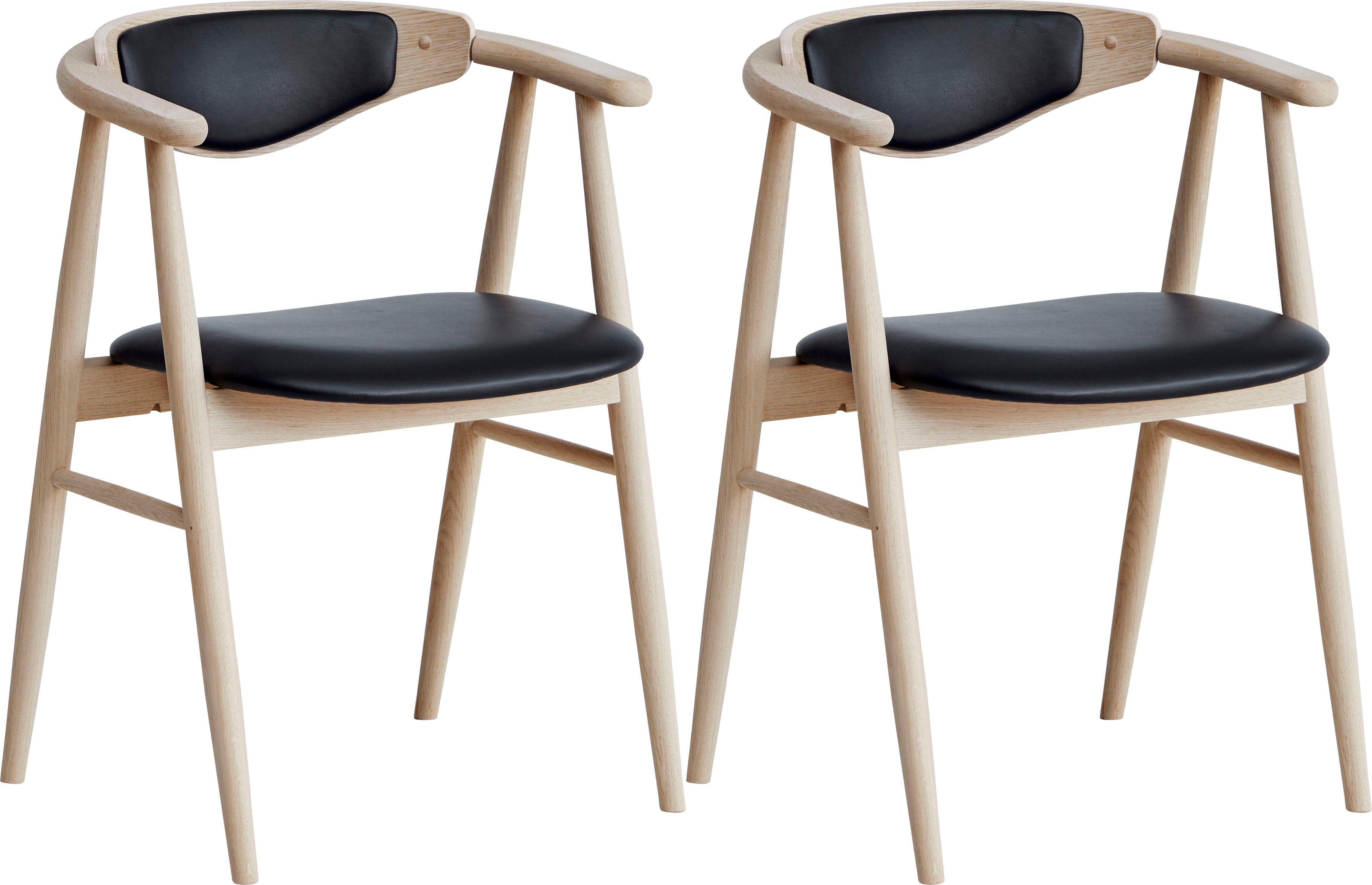 Hammel Furniture Holzstuhl Findahl by Hammel Tradition (Set, 2 St), Massivholz, mit Sitz und Rückenpolster aus Leder