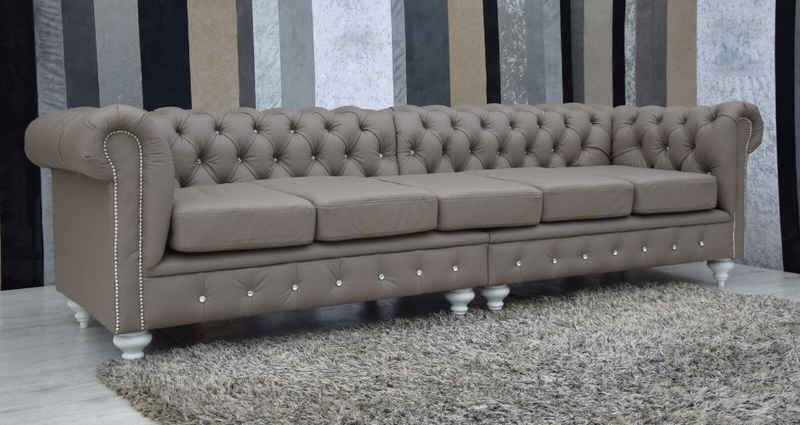 JVmoebel Chesterfield-Sofa, Chesterfield 5 Sitzer Design Sofa Couch 300 cm
