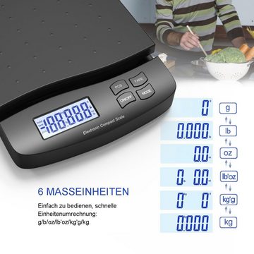 Zedelmaier Feinwaage Digitale Packetwaage Postwaage, Waage für Büro/Haus/Lager/Markt, bis 30kg, Tara, PCS,ABS, Batterien enthalten