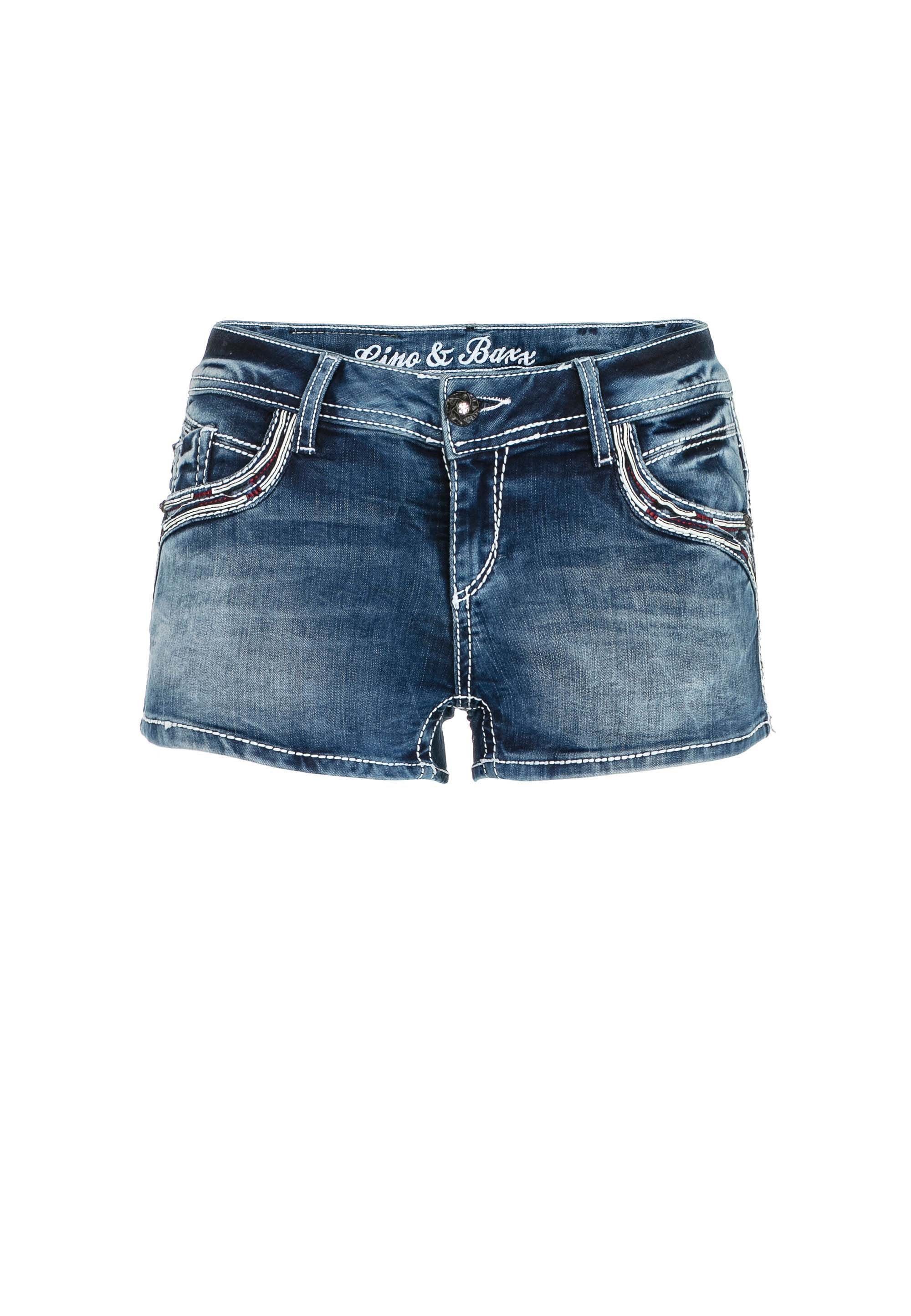 Cipo & in Stickerei Design Gesäßtaschen coolem Baxx Shorts auf mit