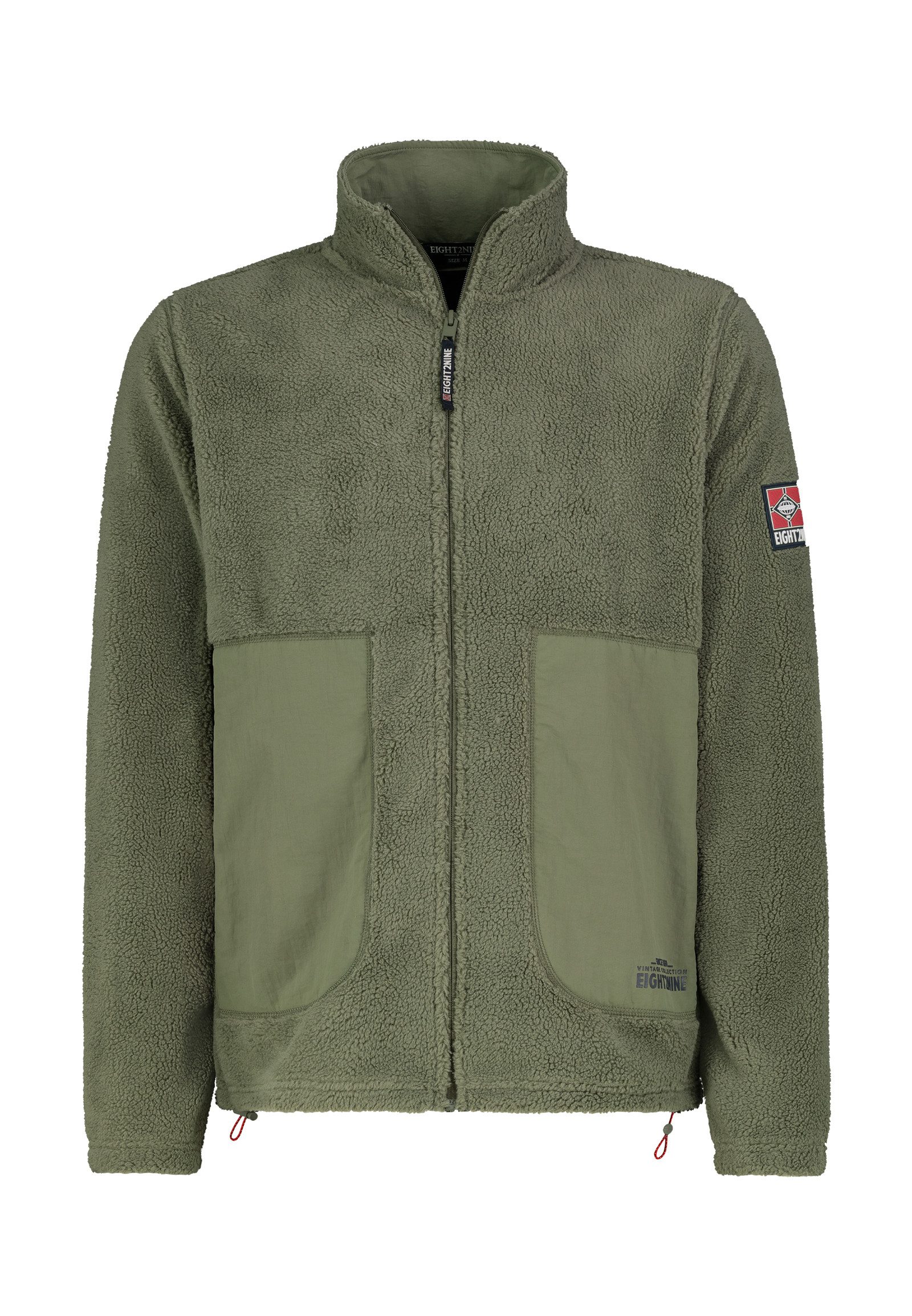 Fleecejacke Herren Teddyfleecejacke mit Brusttasche und Stehkr