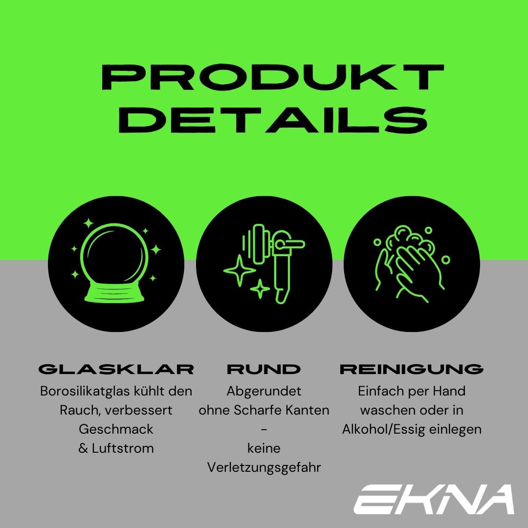 EKNA Aktivkohlefilter Glas Tips - Glasfilter - Glasmundstücke - Smoking Tip, Für Papierfilter