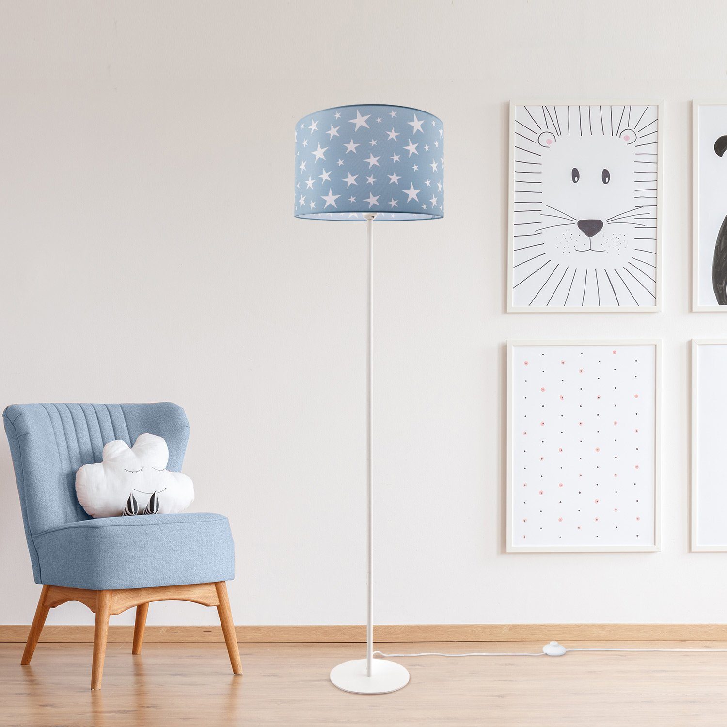 Stehleuchte E27 Kinderzimmer, Home LED Capri Leuchtmittel, Kinderlampe Stehlampe ohne Paco Deko 315, Sternen-Motiv,