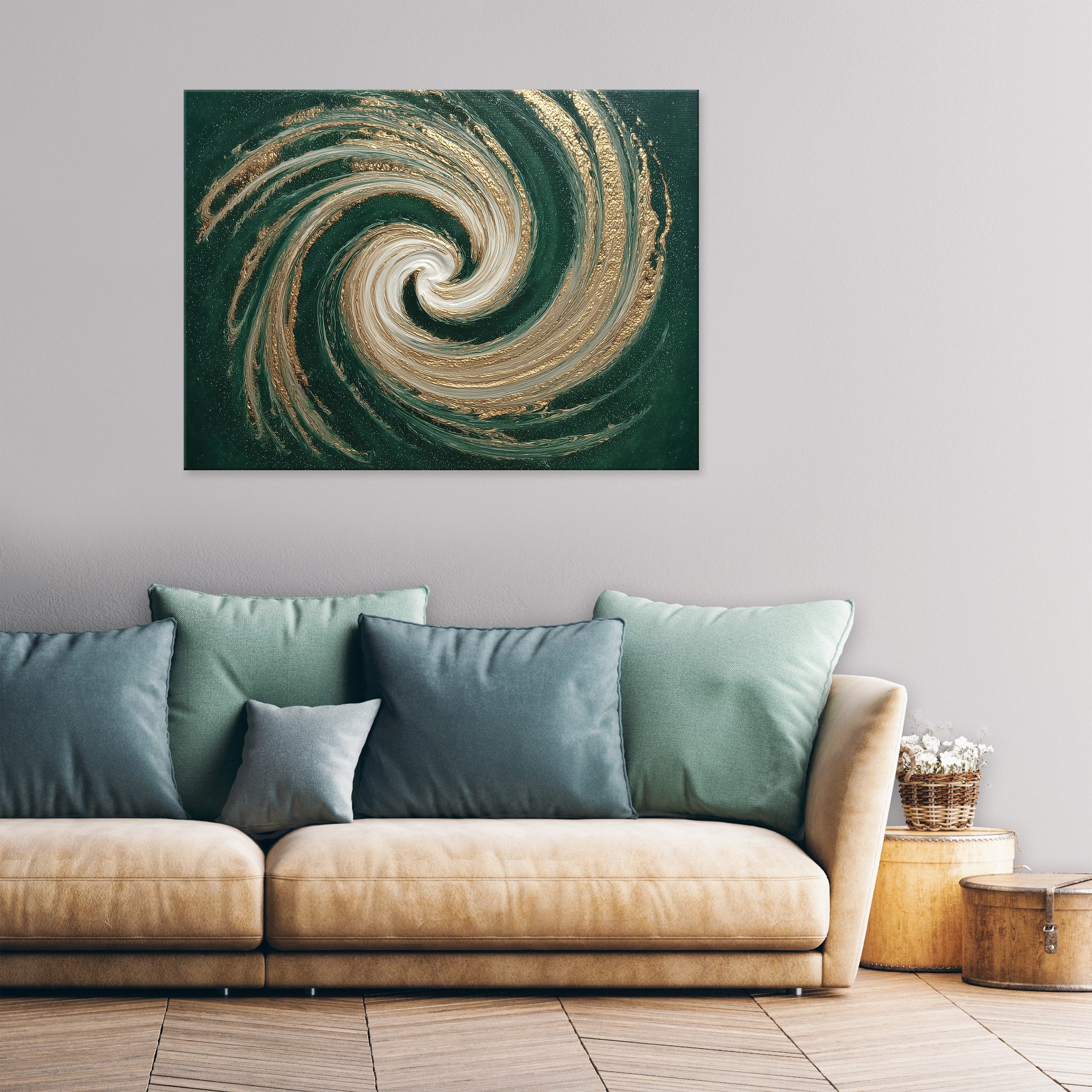 Wallarena Leinwandbild Abstrakt Kunst - Grün - Modern - Wohnzimmer, Abstrakt, 40x30x2cm