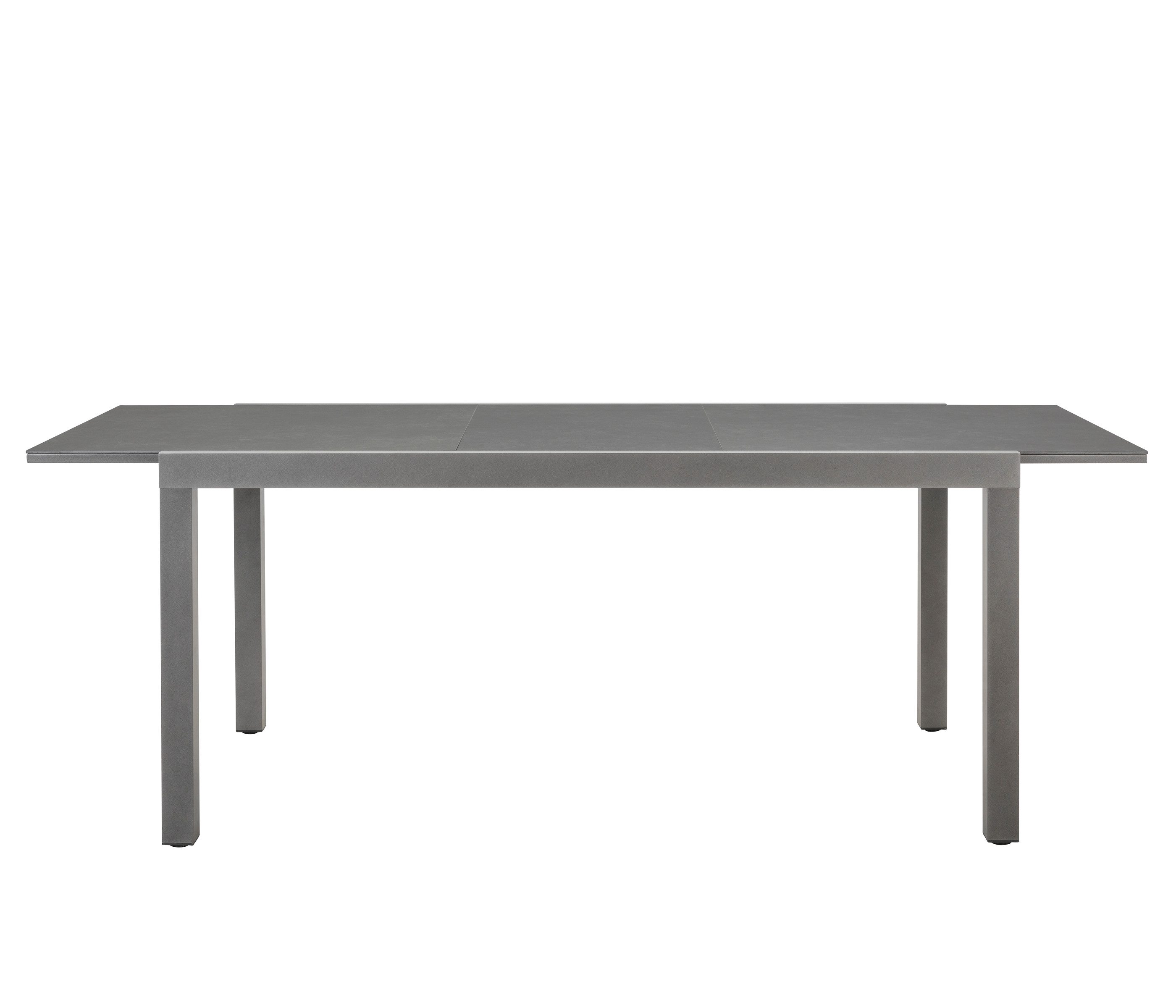 Dehner Gartentisch Ausziehtisch Chicago Dark, 160 / 210 x 90 x 75 cm, hellgrau, praktischer Ausziehtisch mit Alugestell und kratzfester Stein Platte