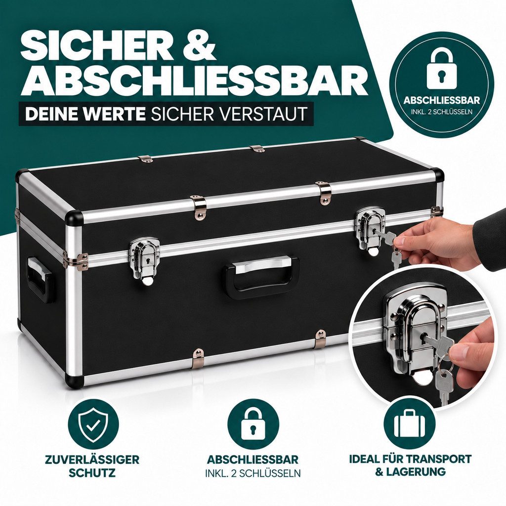 KreLeo Werkzeugkoffer Transportkoffer mit Aluminiumrahmen, Schwarz 27 Liter – Bild 3 von 4