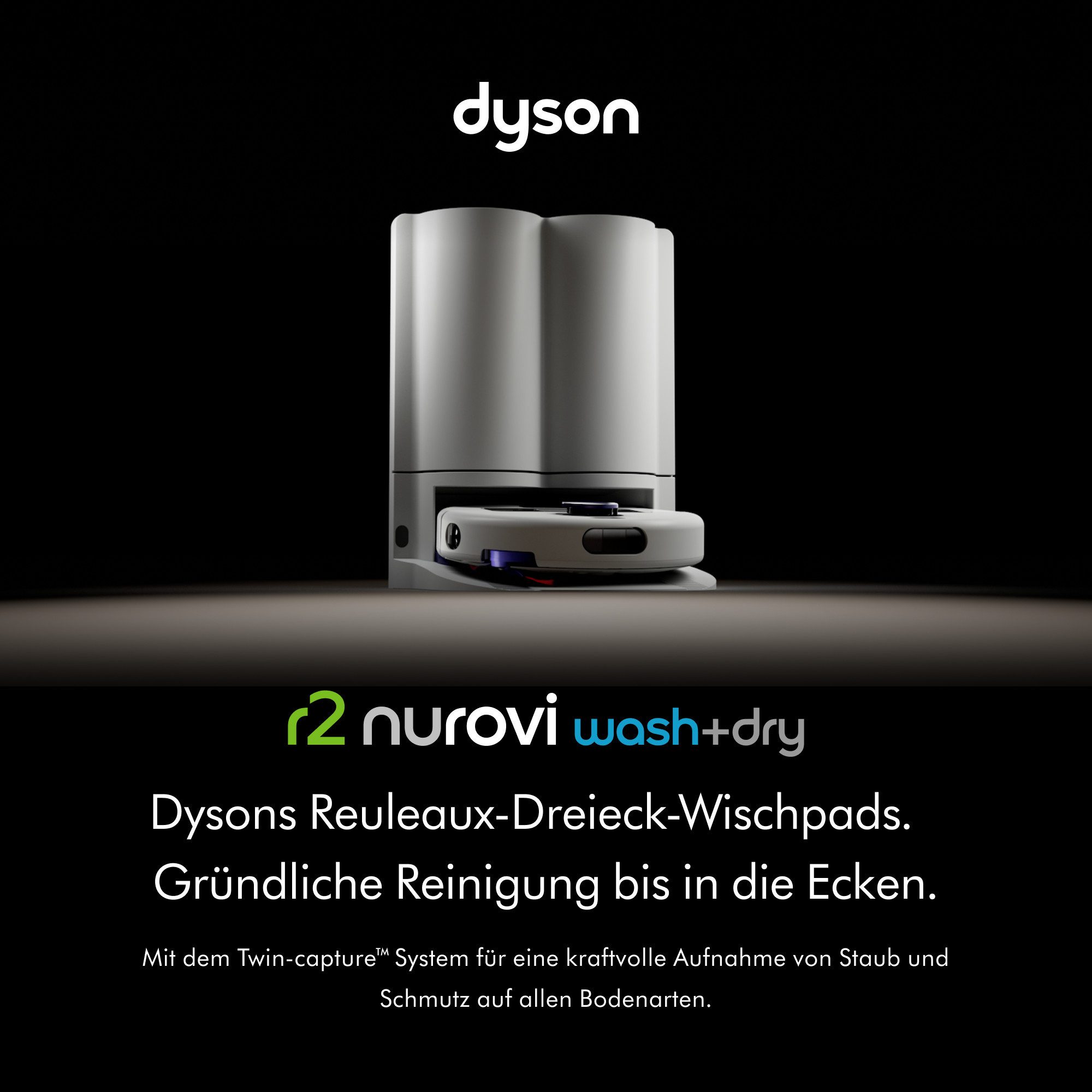 DYSON Nass-Trocken-Saugroboter Dyson R2 Nurovi™ Wash+Dry Saugroboter, beutellos, 21.000 Pa Saugkraft, Twin-capture™-System, Reuleaux-Dreieck-Wischpads – Bild 2 von 5