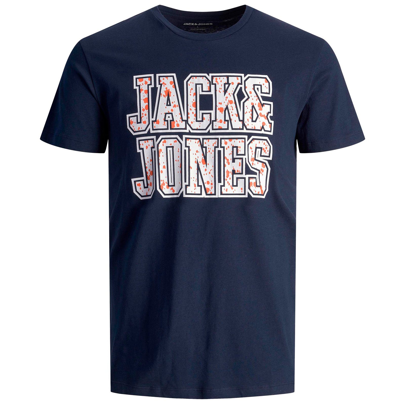 Logoprint Jack&Jones Große Herren Jack & Rundhalsshirt navy T-Shirt Jones Größen JJNEON