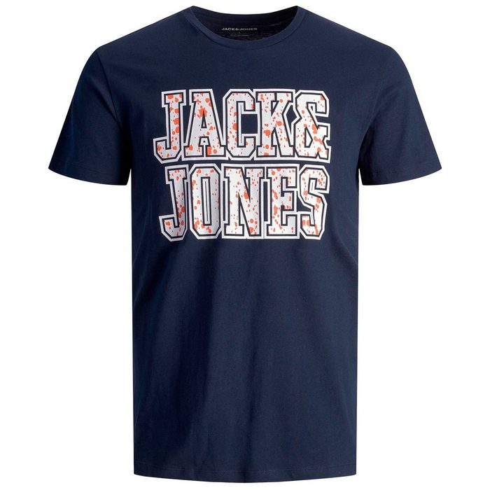 Jack & Jones Rundhalsshirt Große Größen Herren T-Shirt navy Logoprint JJNEON Jack&Jones