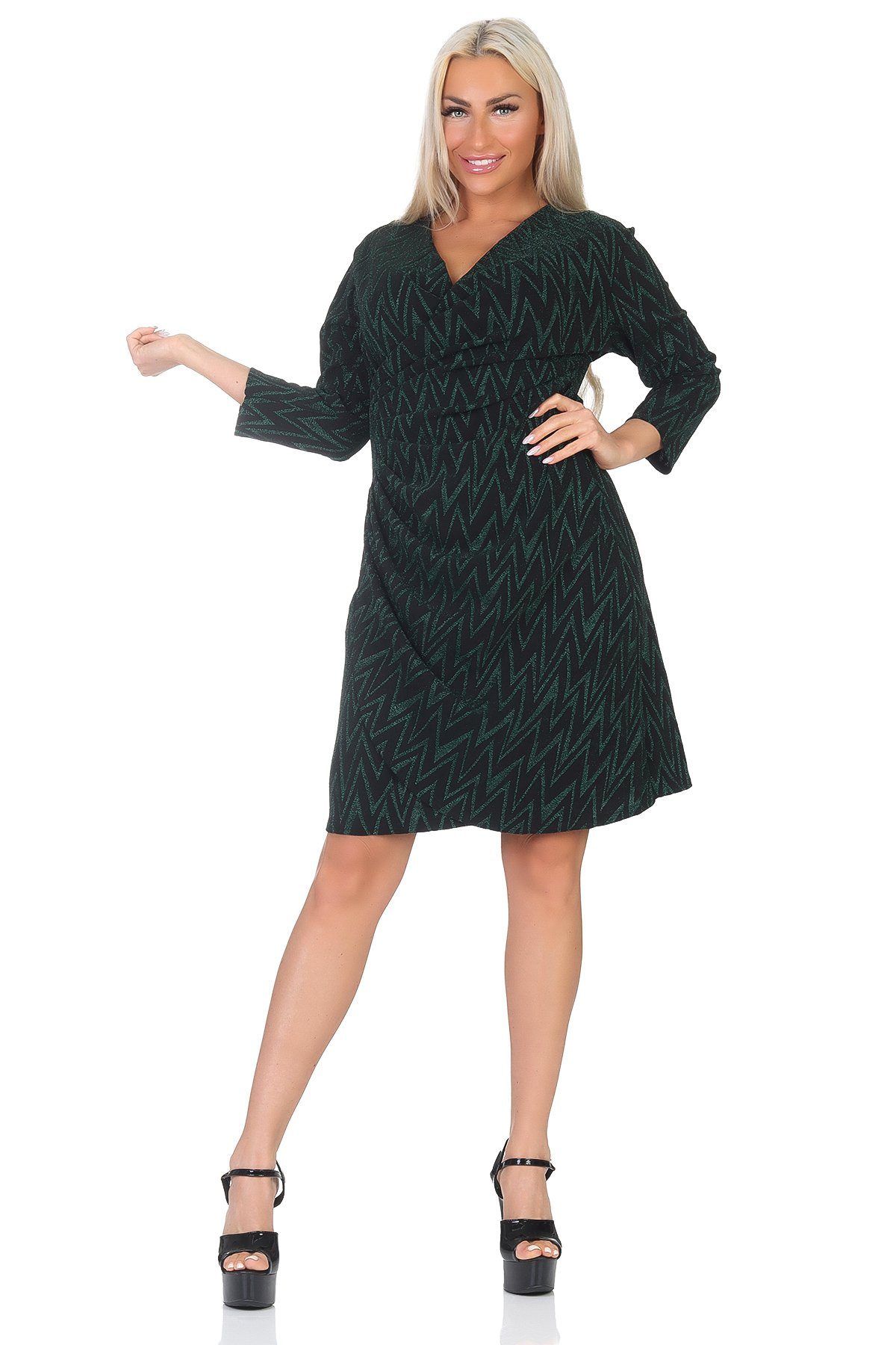 Rayshyne Minikleid PM-088 (Edles Abend Minikleid Jersey Abendkleid in Wickeloptik) Metallic Look